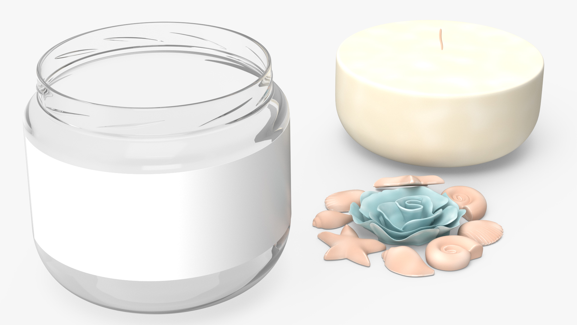 3D Glass Jar Candle Open