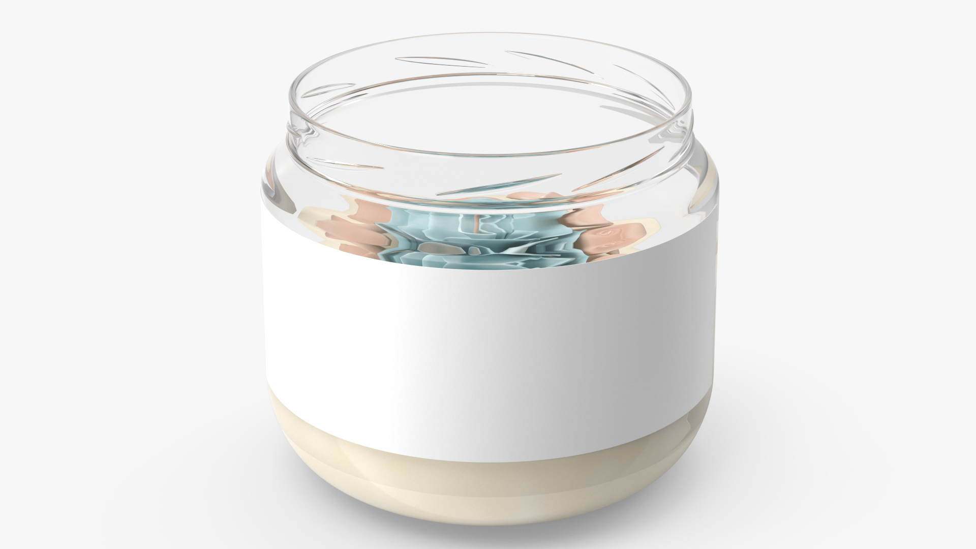 3D Glass Jar Candle Open