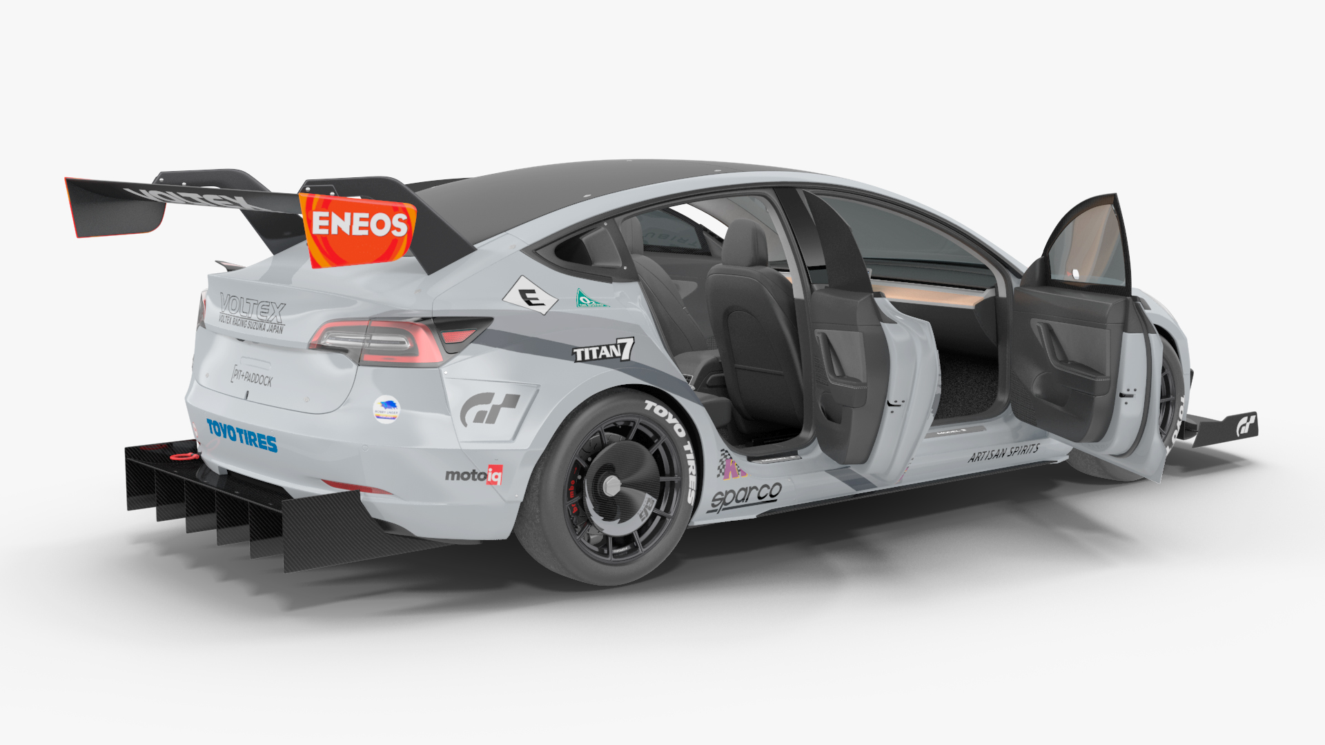 3D Tesla Model 3 Race Car Rigged for Maya model