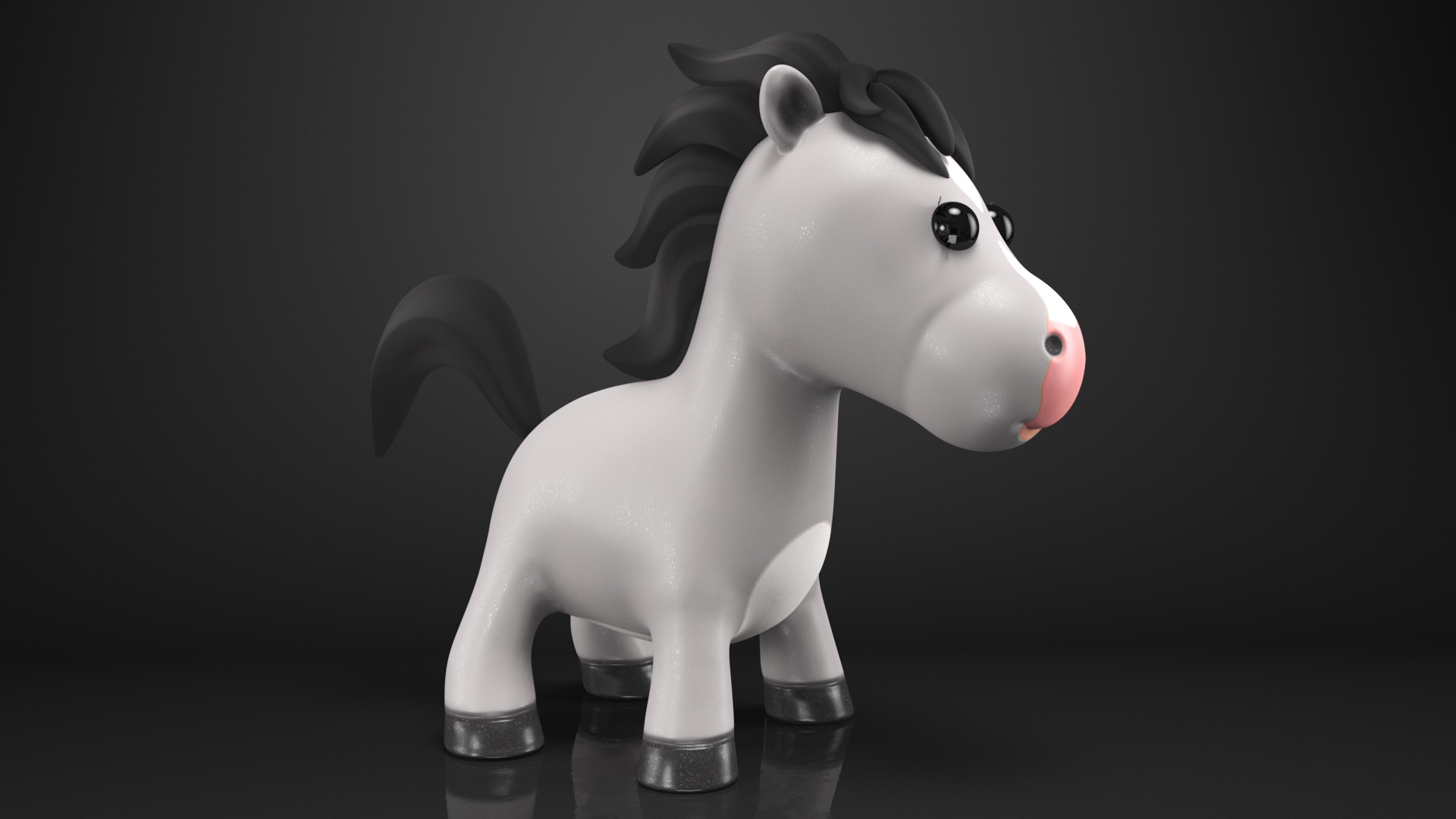 Cartoon White Horse Neutral Pose 3D