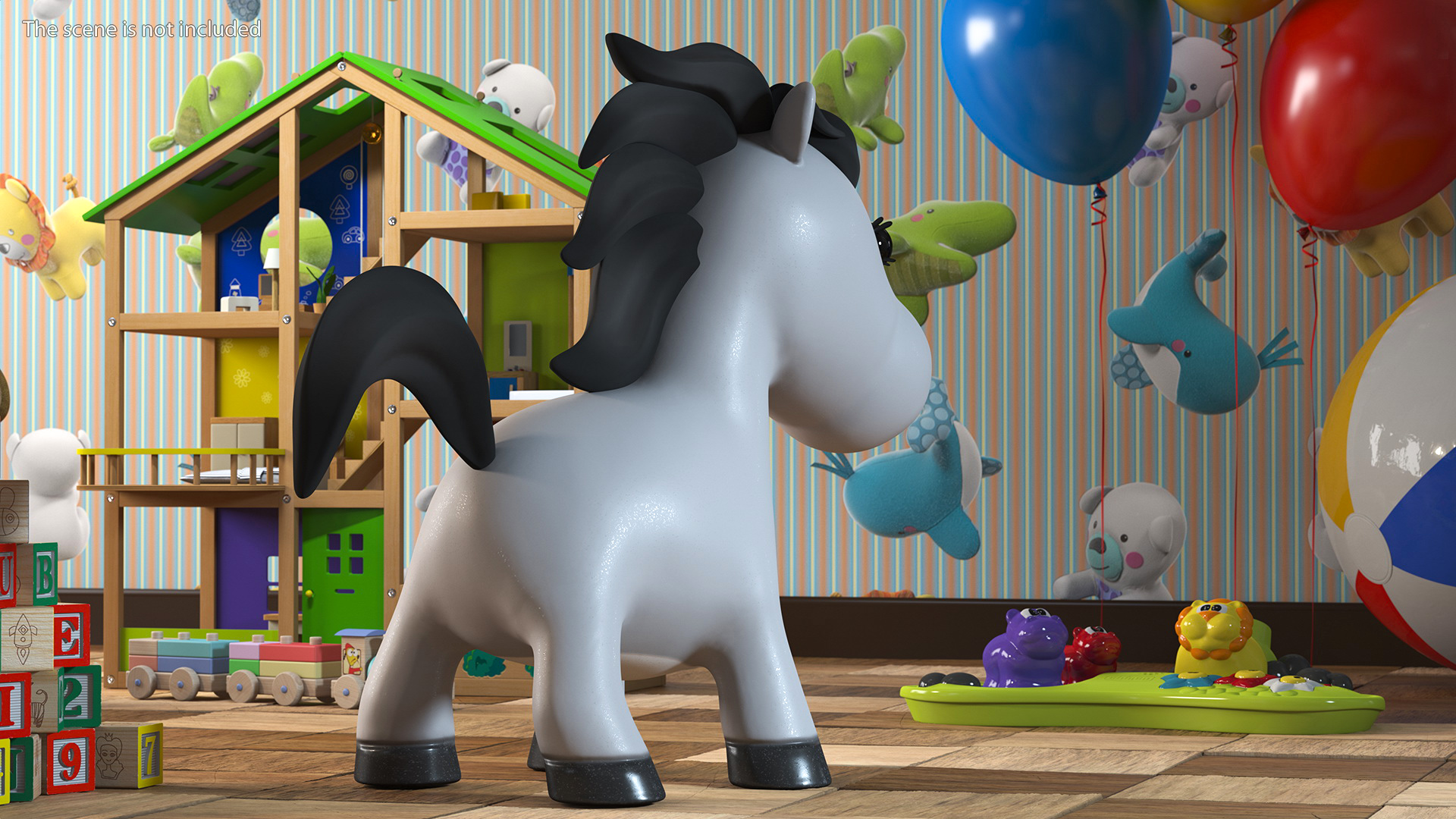 Cartoon White Horse Neutral Pose 3D