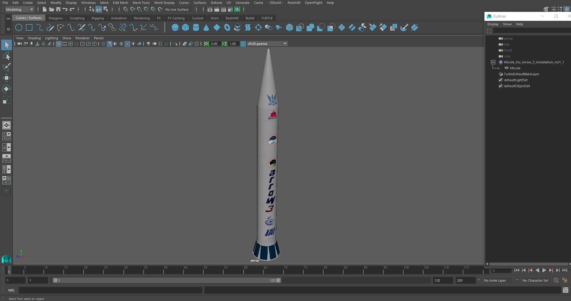 Missile for Arrow-3 Installation 3D