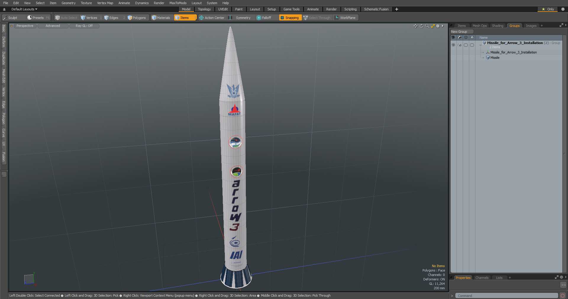 Missile for Arrow-3 Installation 3D