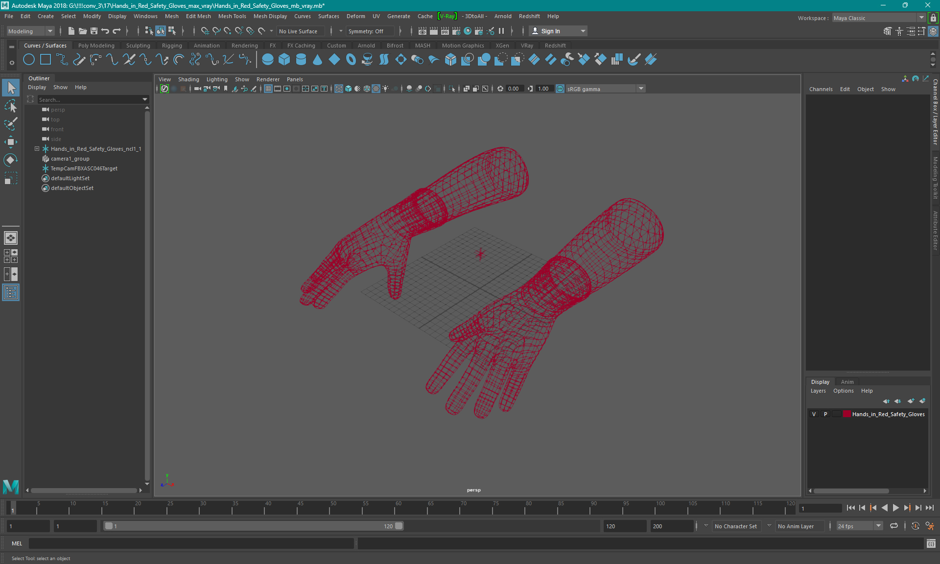 3D Hands in Red Safety Gloves