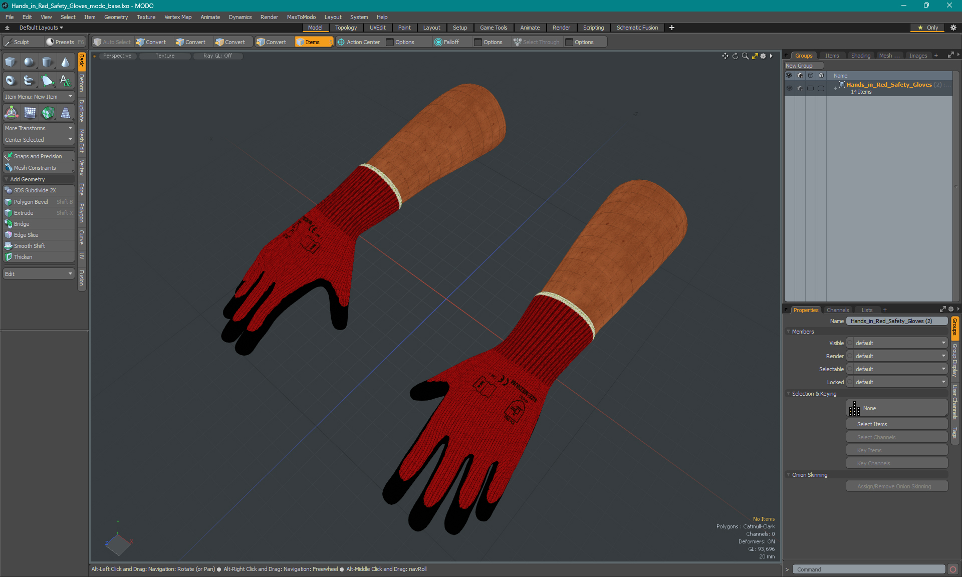 3D Hands in Red Safety Gloves