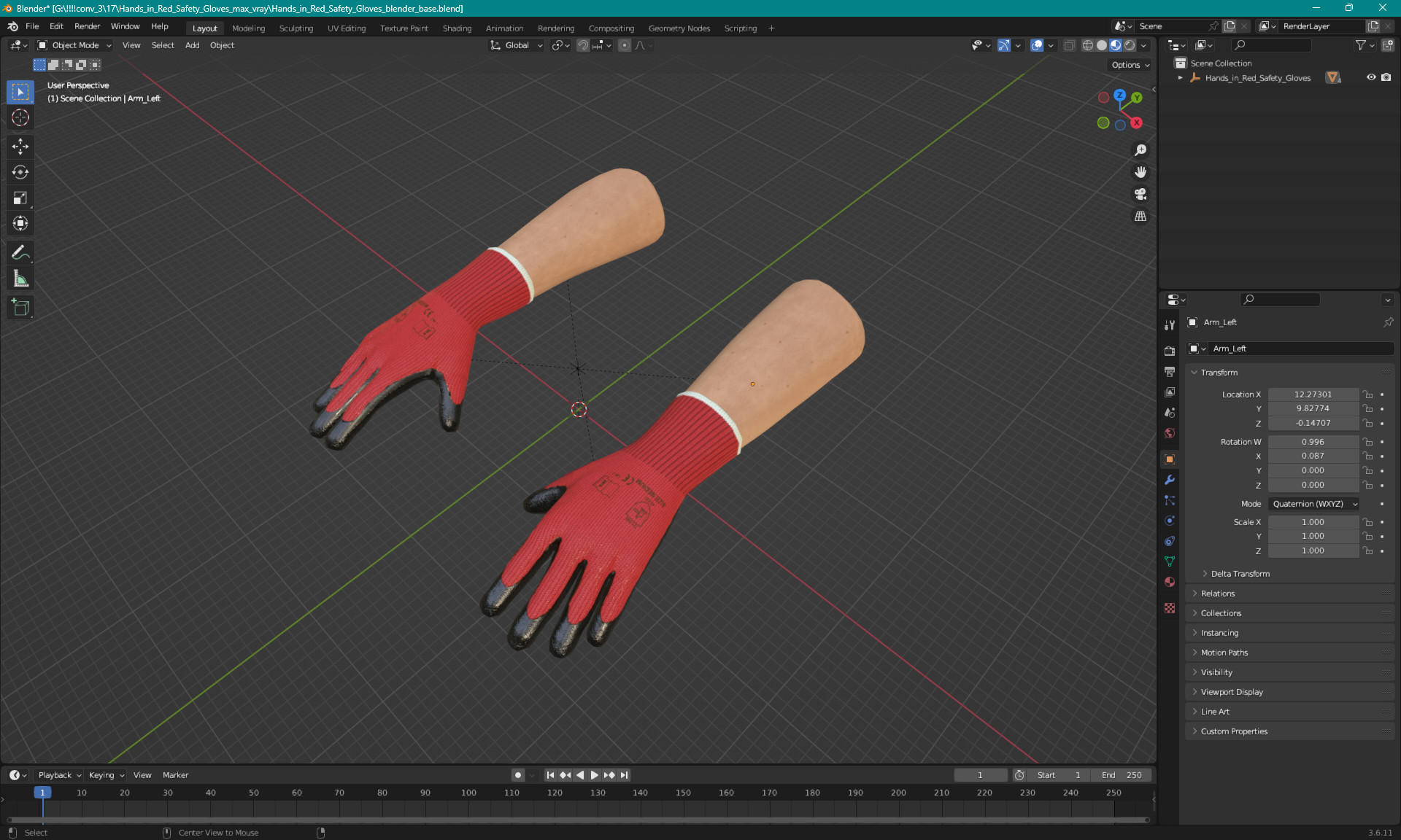 3D Hands in Red Safety Gloves