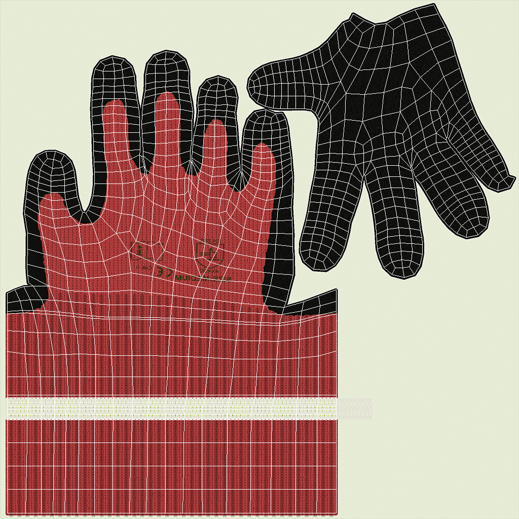 3D Hands in Red Safety Gloves