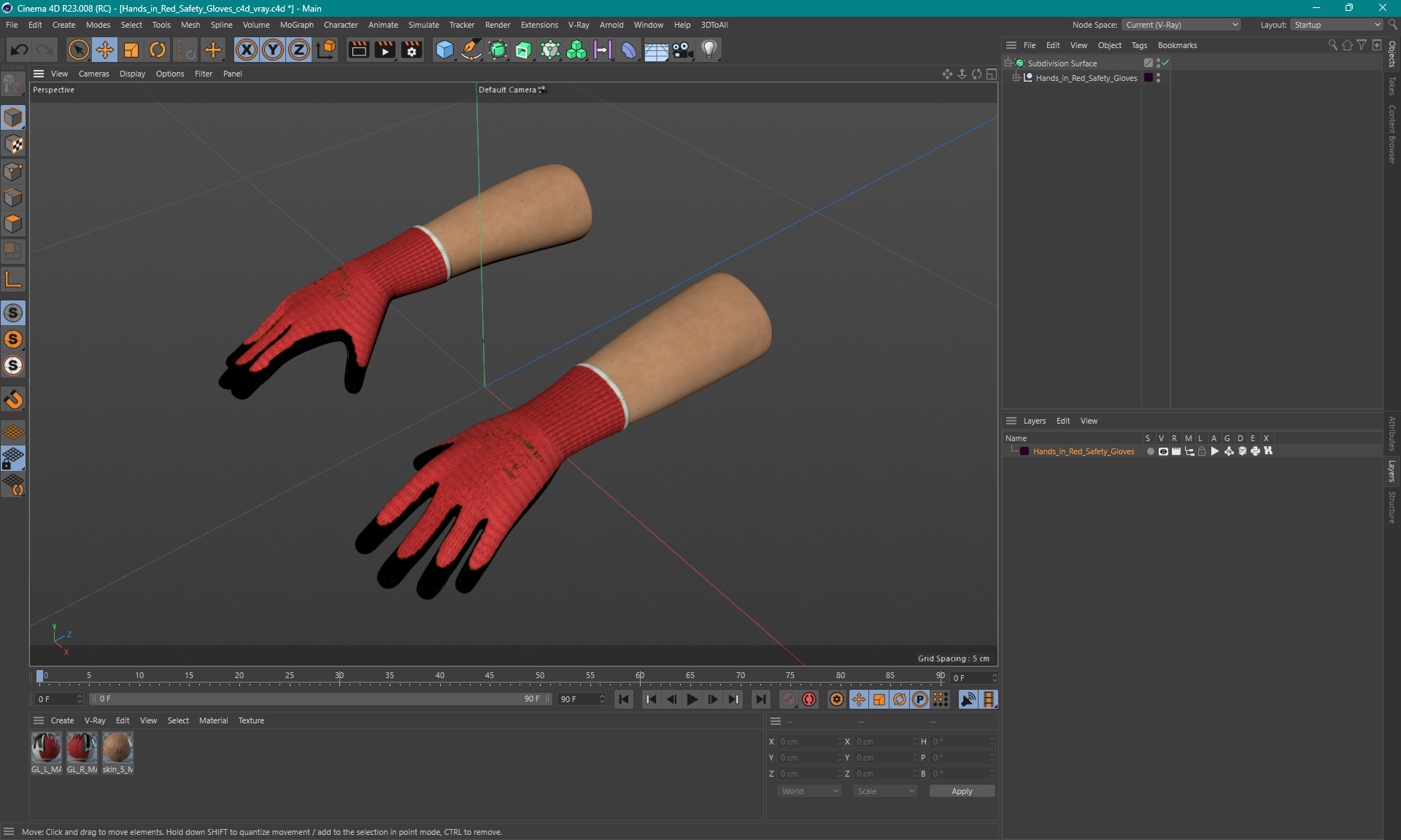 3D Hands in Red Safety Gloves