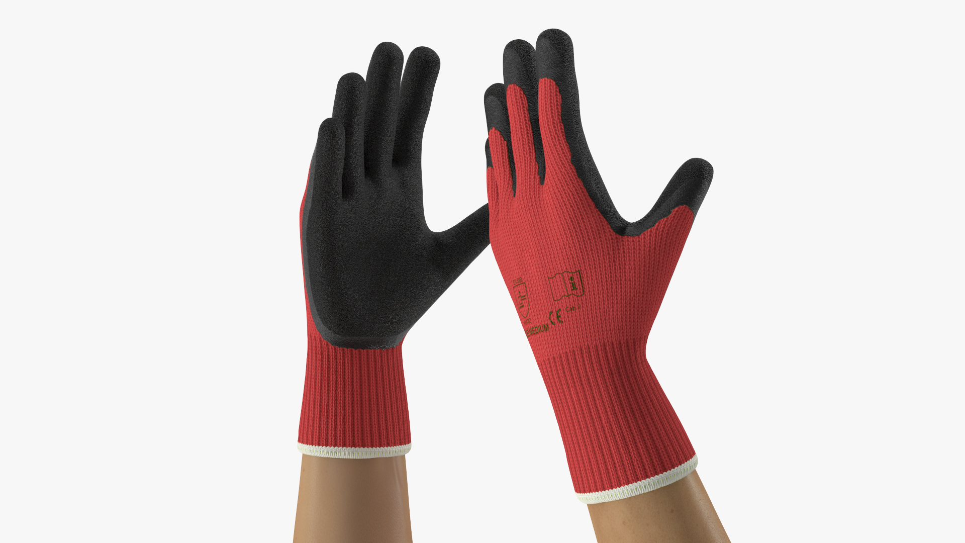 3D Hands in Red Safety Gloves