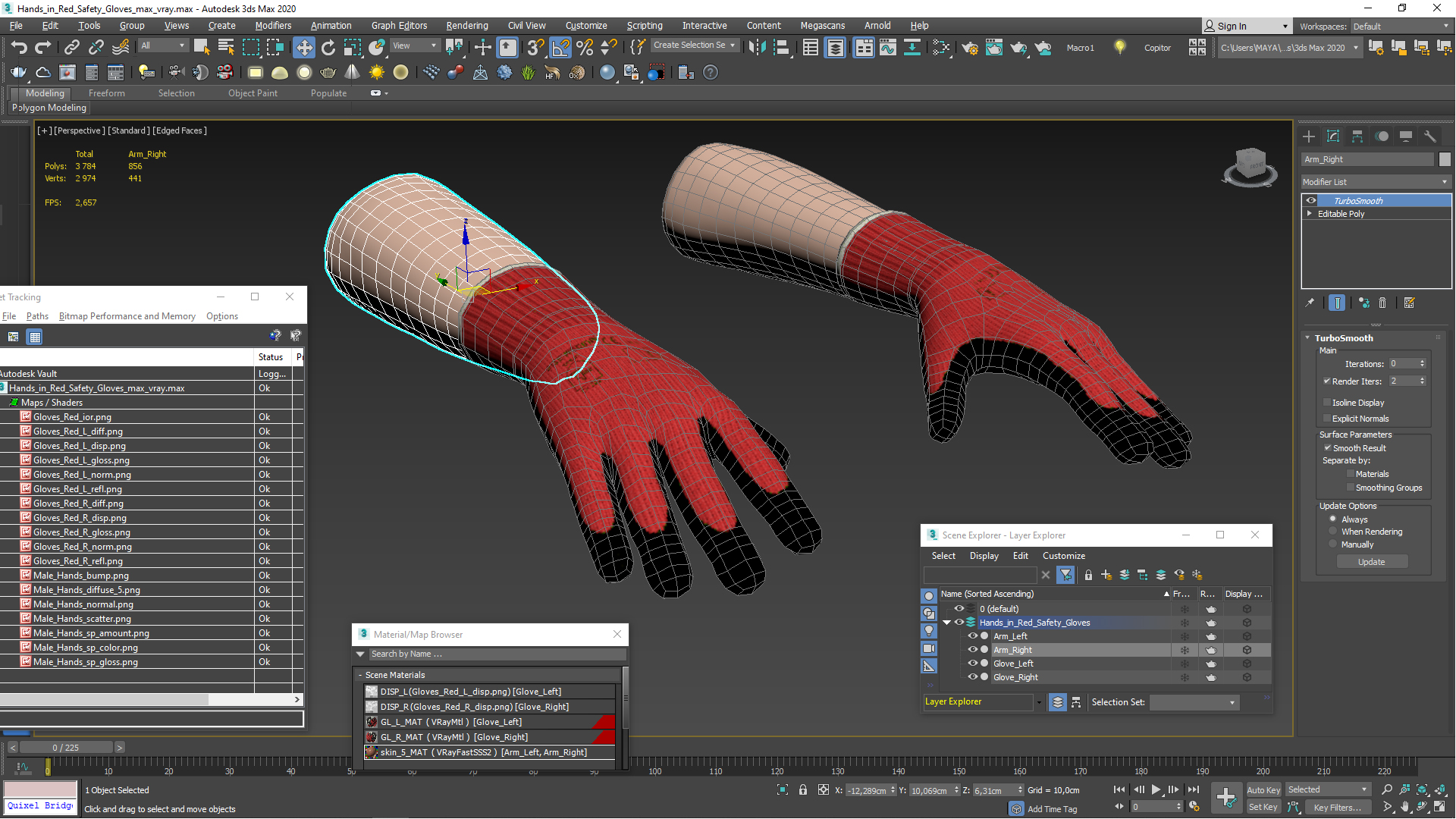 3D Hands in Red Safety Gloves