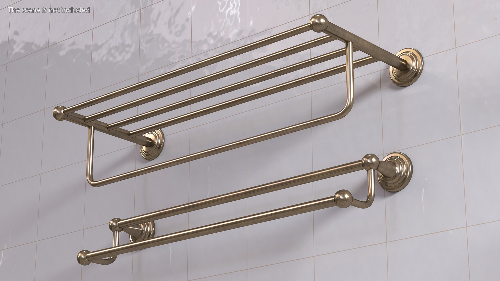 3D Bronze Bathroom Towel Shelves Set model