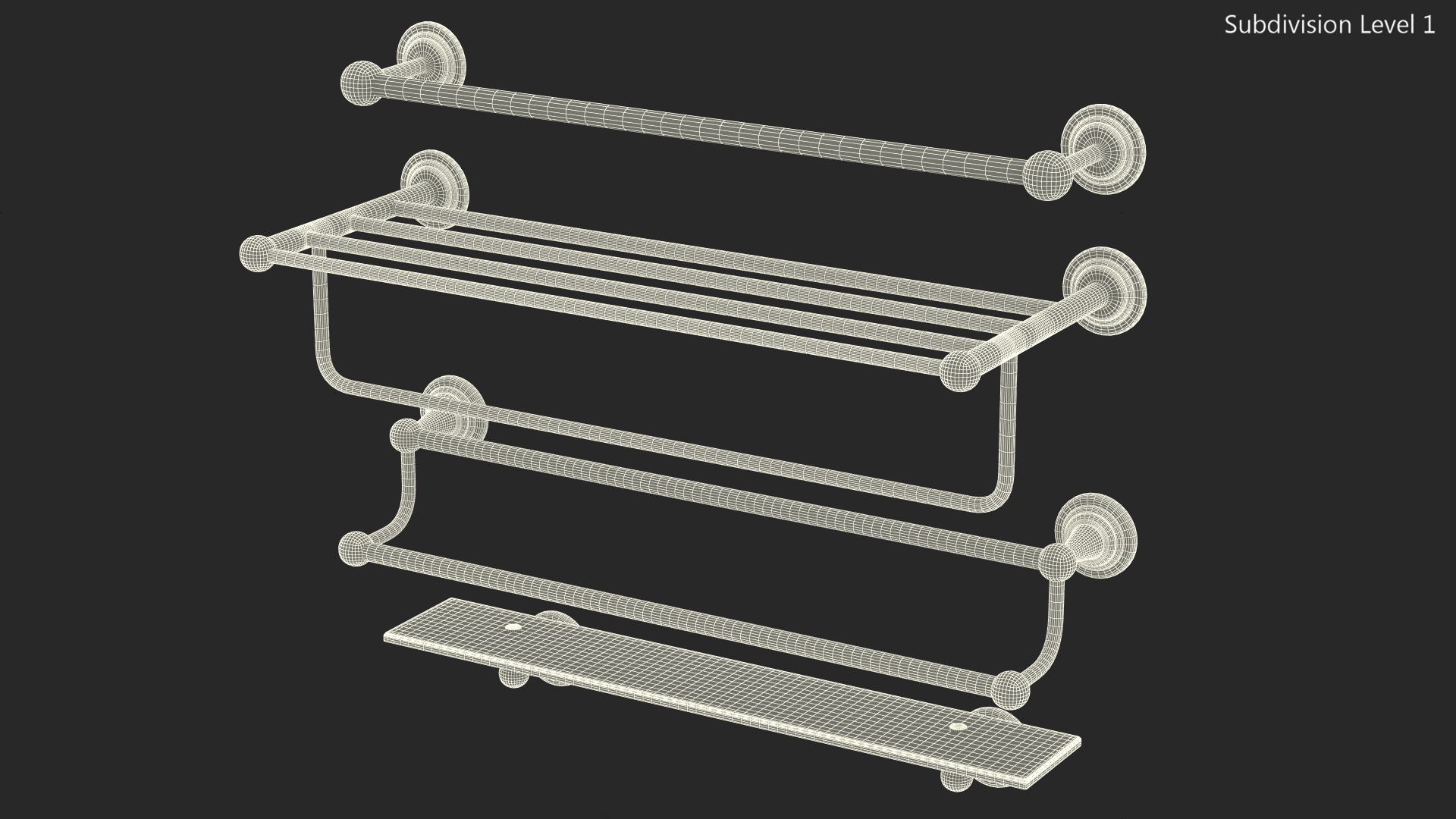 3D Bronze Bathroom Towel Shelves Set model