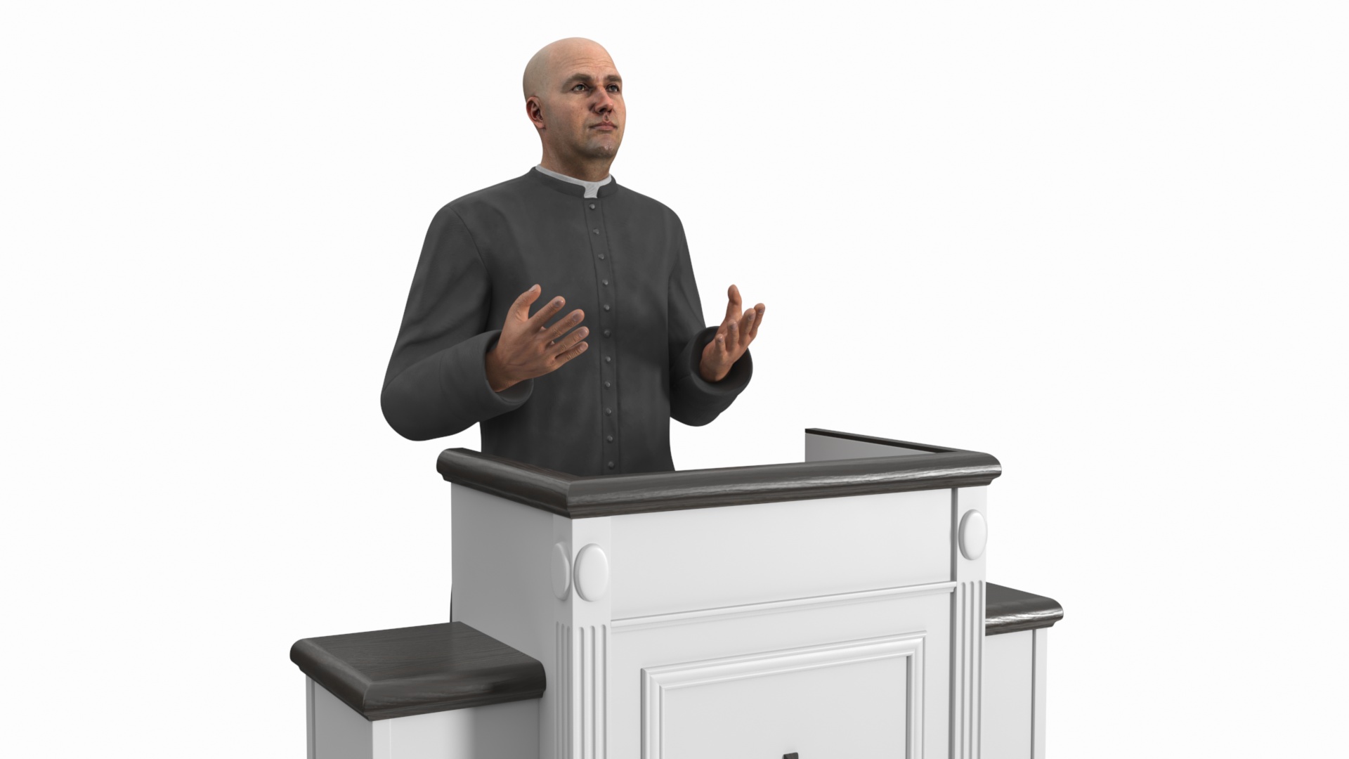 3D model Priest Preaching in the Pulpit