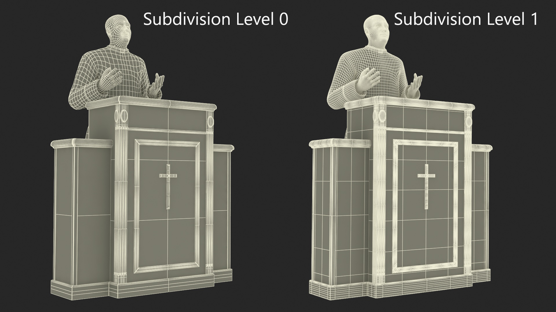 3D model Priest Preaching in the Pulpit