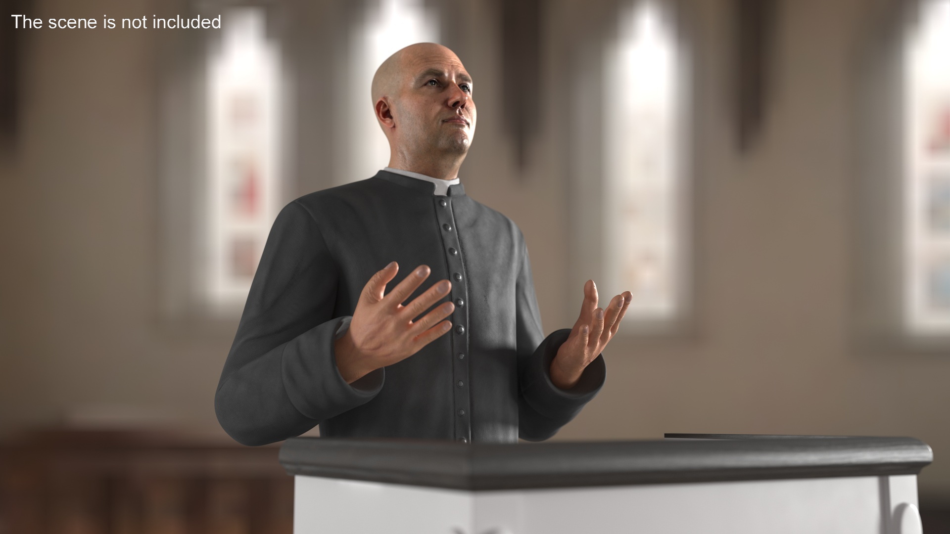 3D model Priest Preaching in the Pulpit