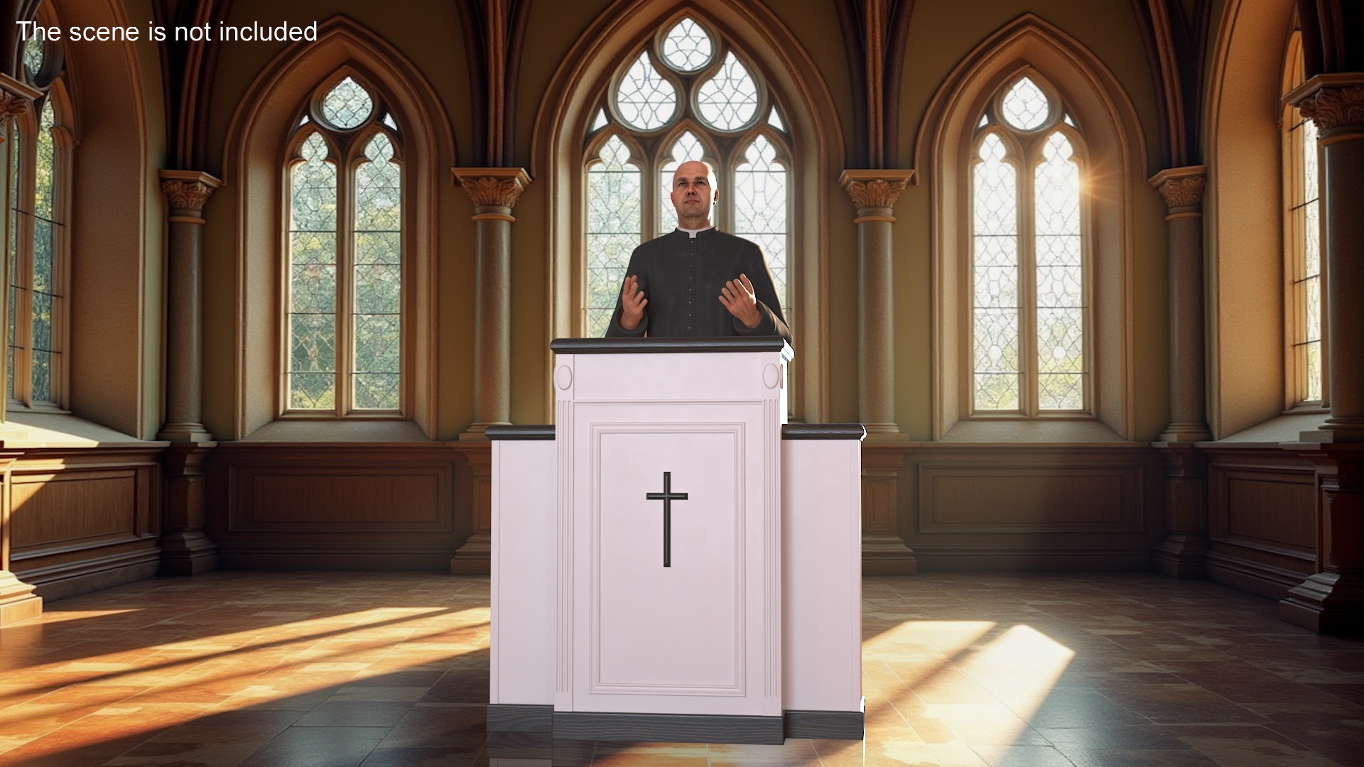 3D model Priest Preaching in the Pulpit