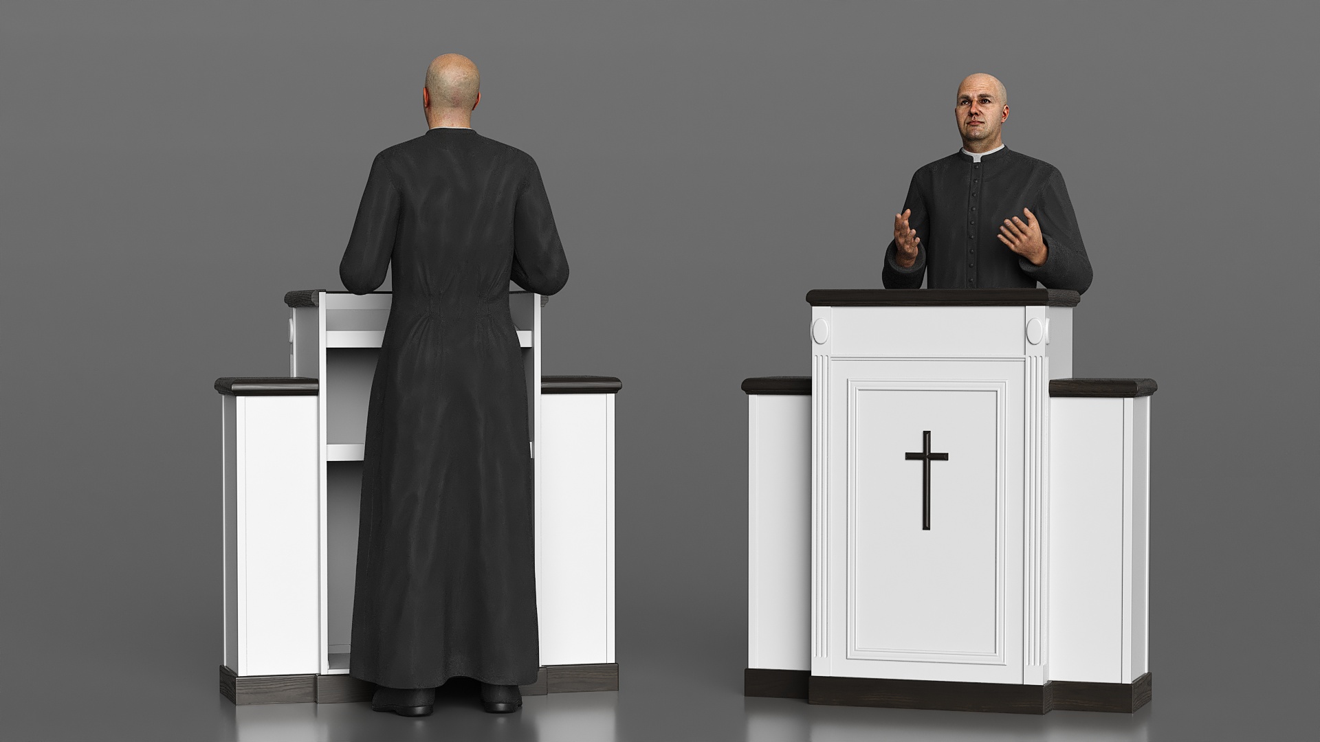 3D model Priest Preaching in the Pulpit