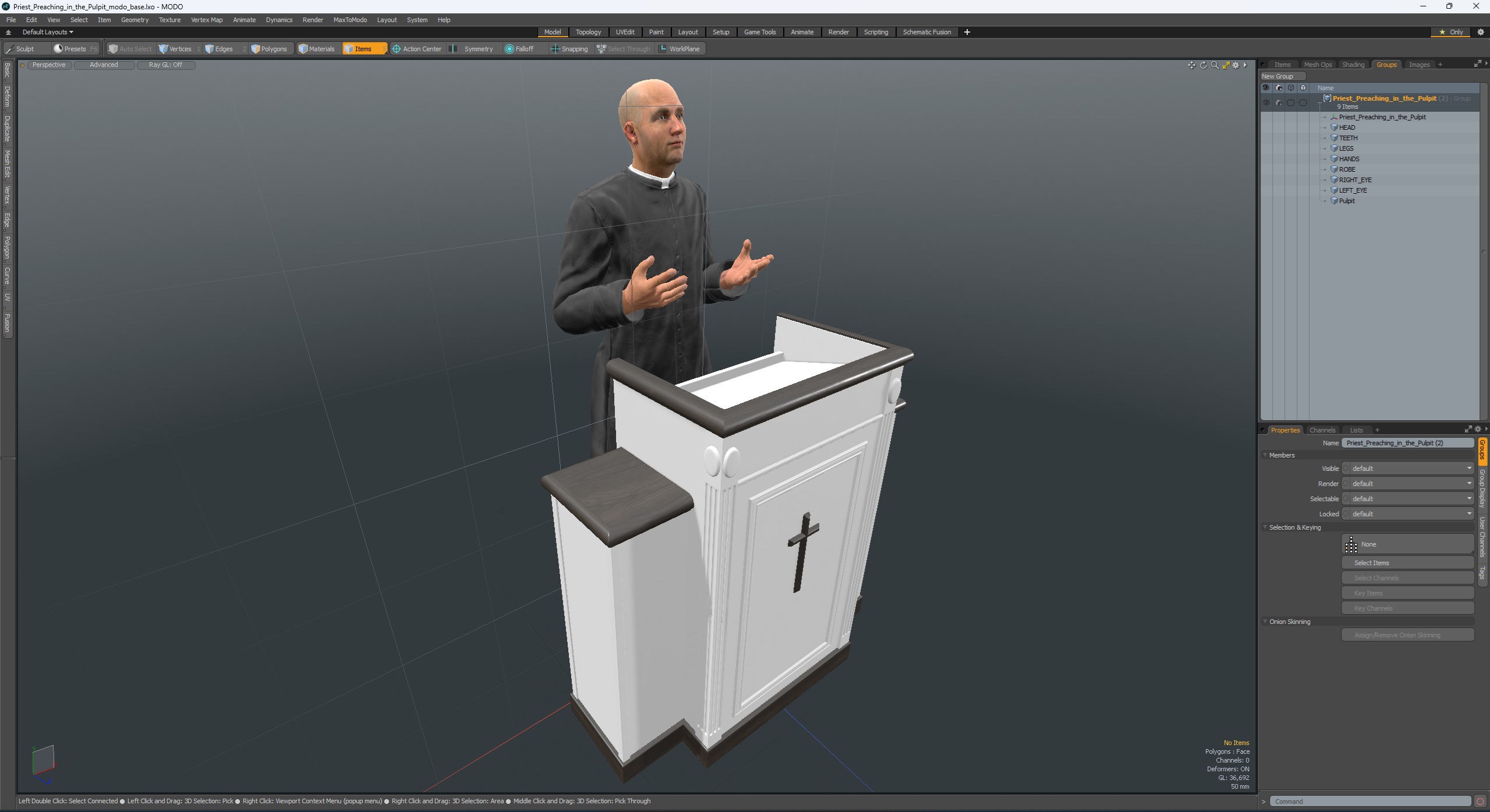 3D model Priest Preaching in the Pulpit