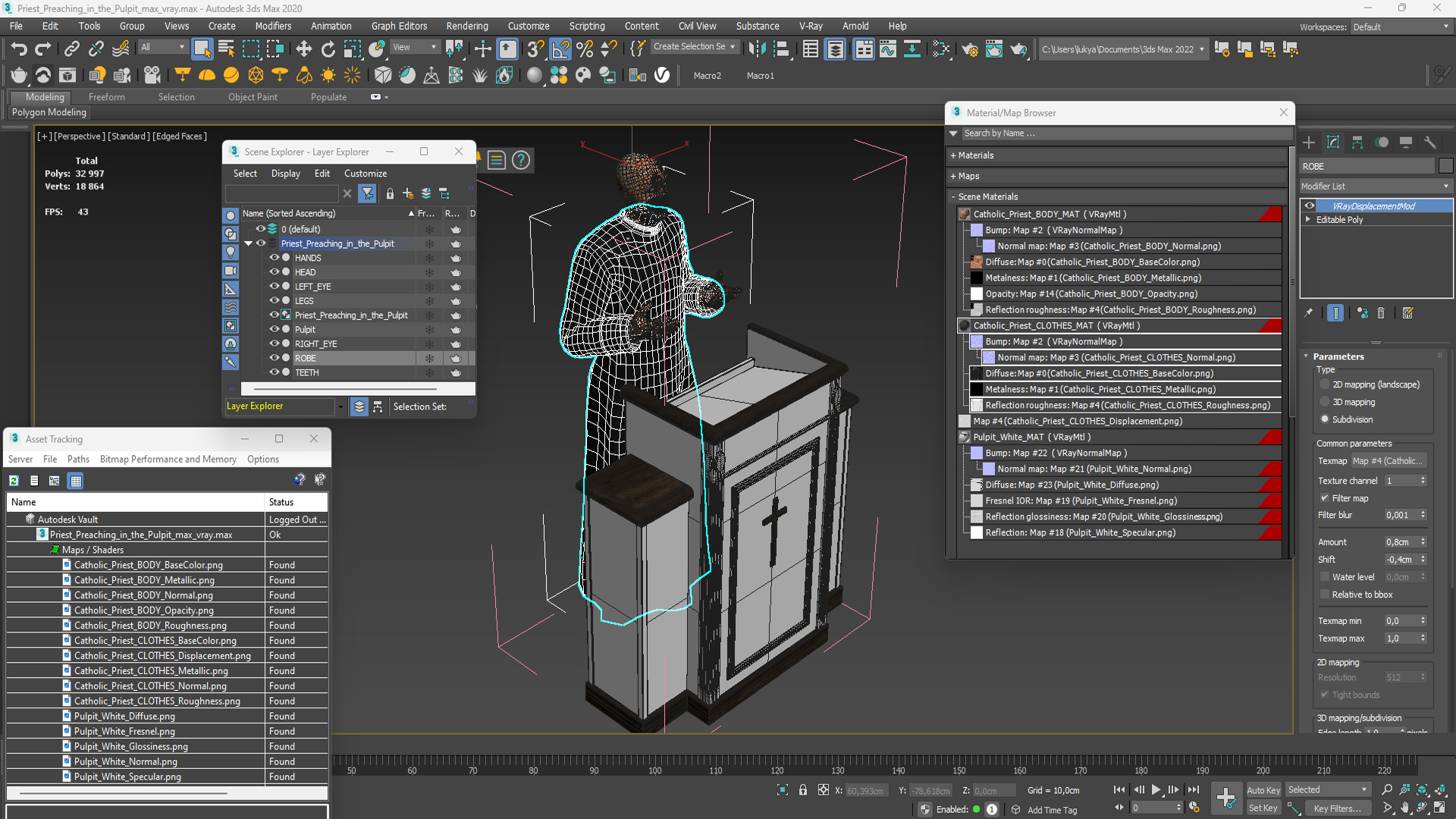 3D model Priest Preaching in the Pulpit