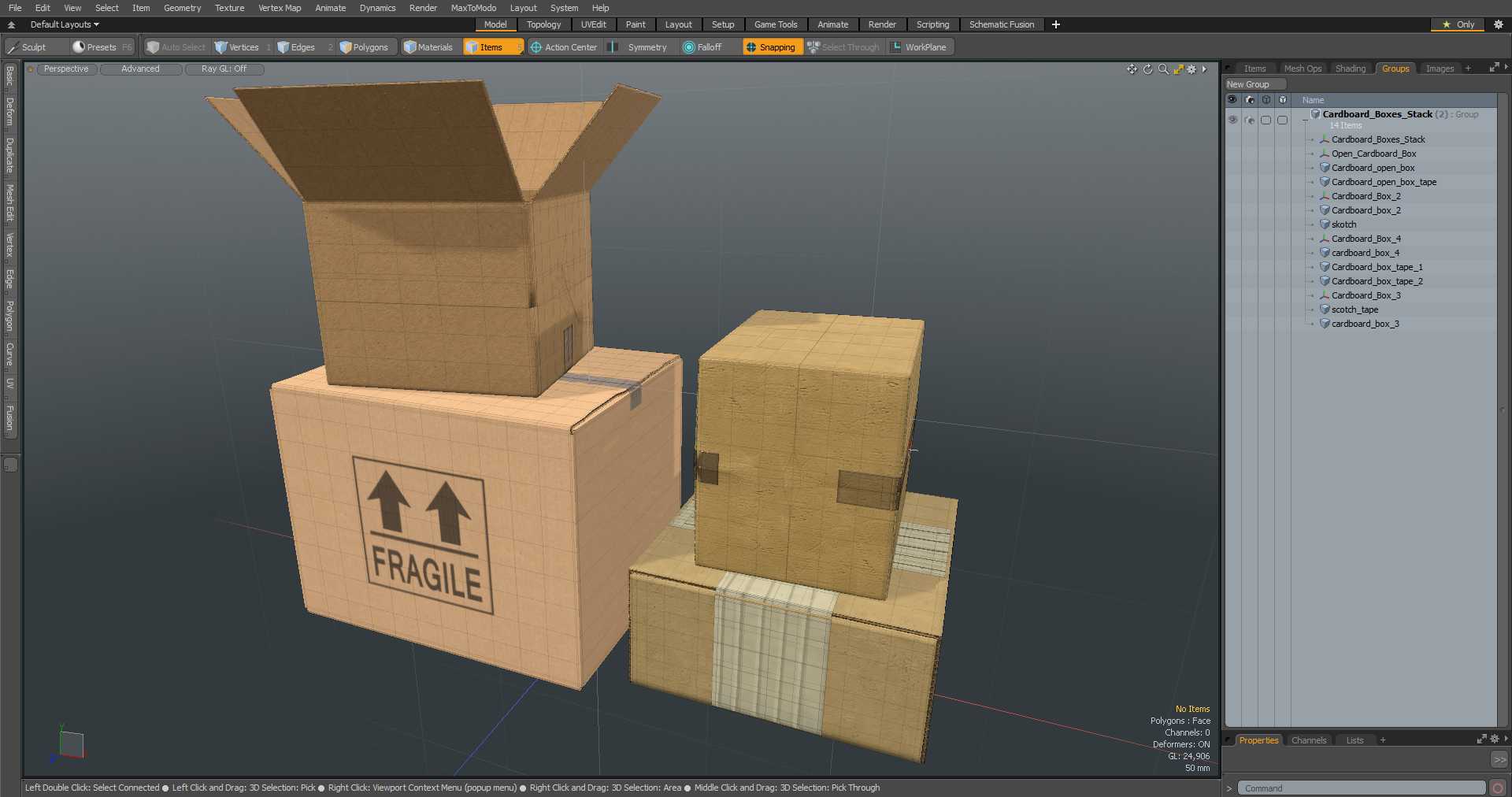 3D Cardboard Boxes Stack