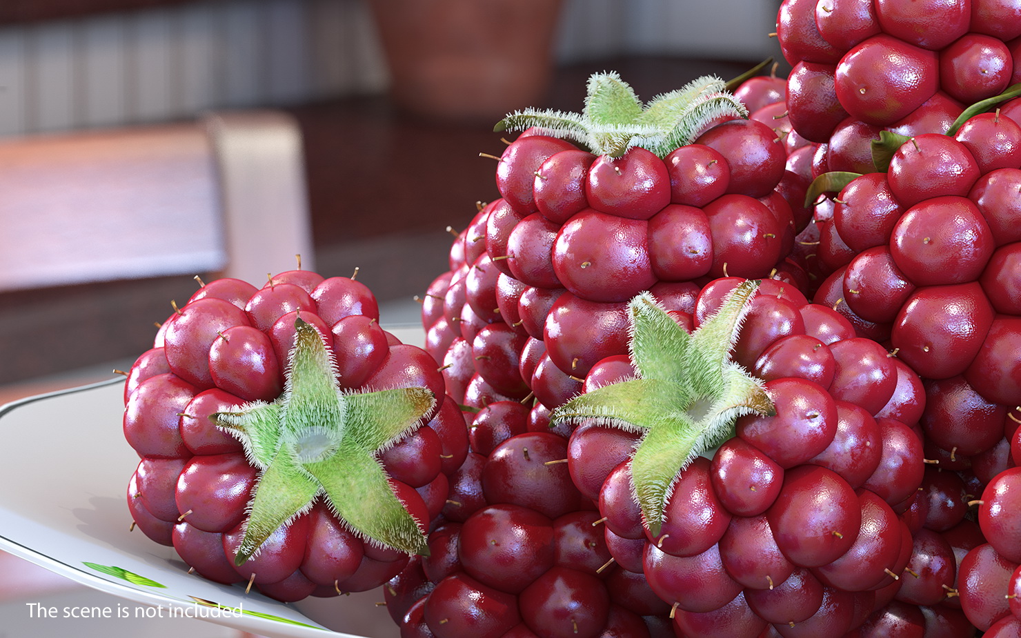 Not Ripe Berry Blackberry with Fur 3D model