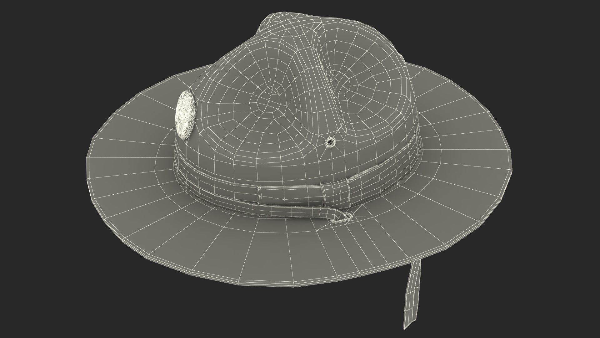 Campaign Hat with Cockade Green on Mannequin 3D model