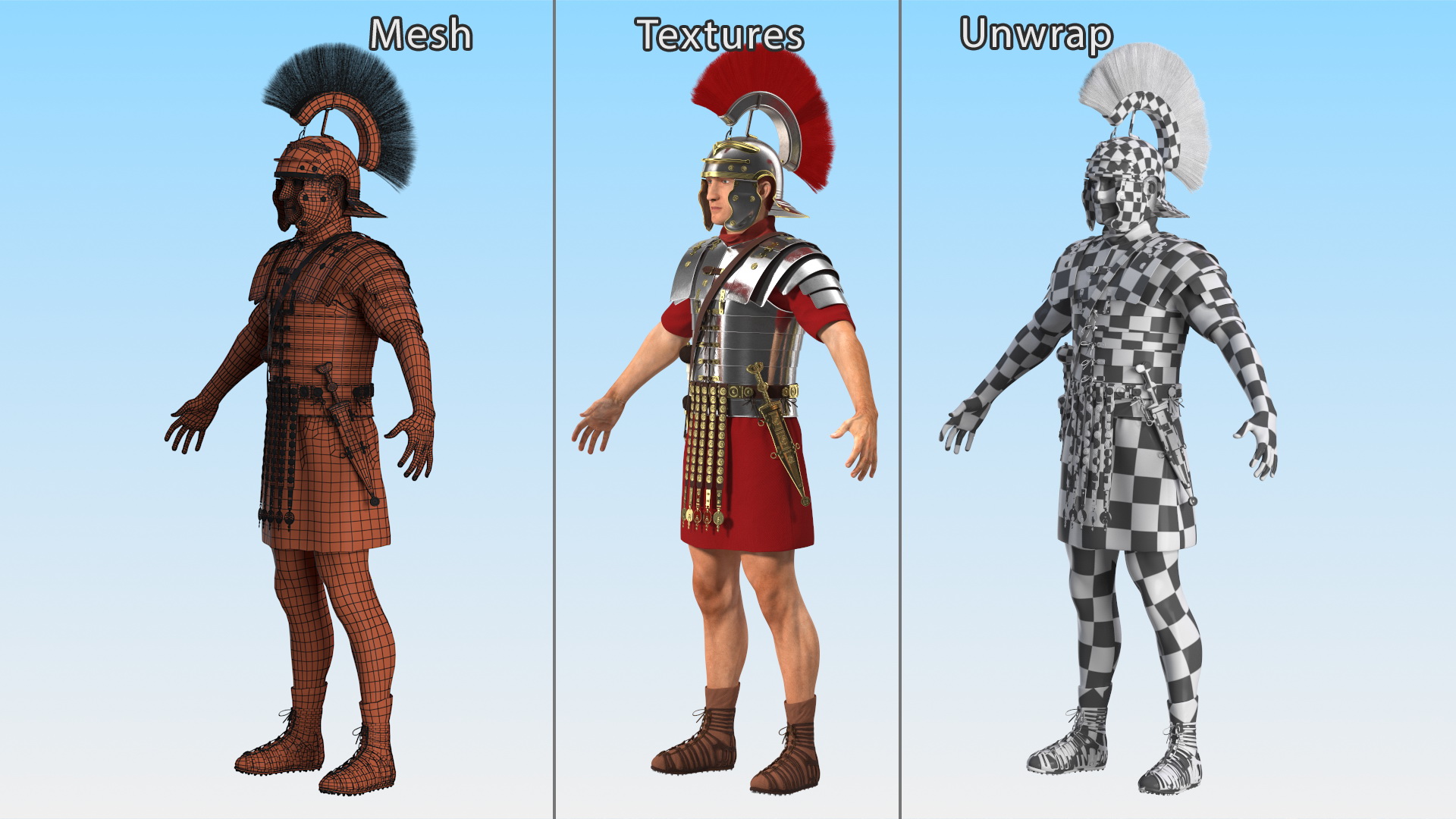 3D Roman Legionnaire Fur Rigged model