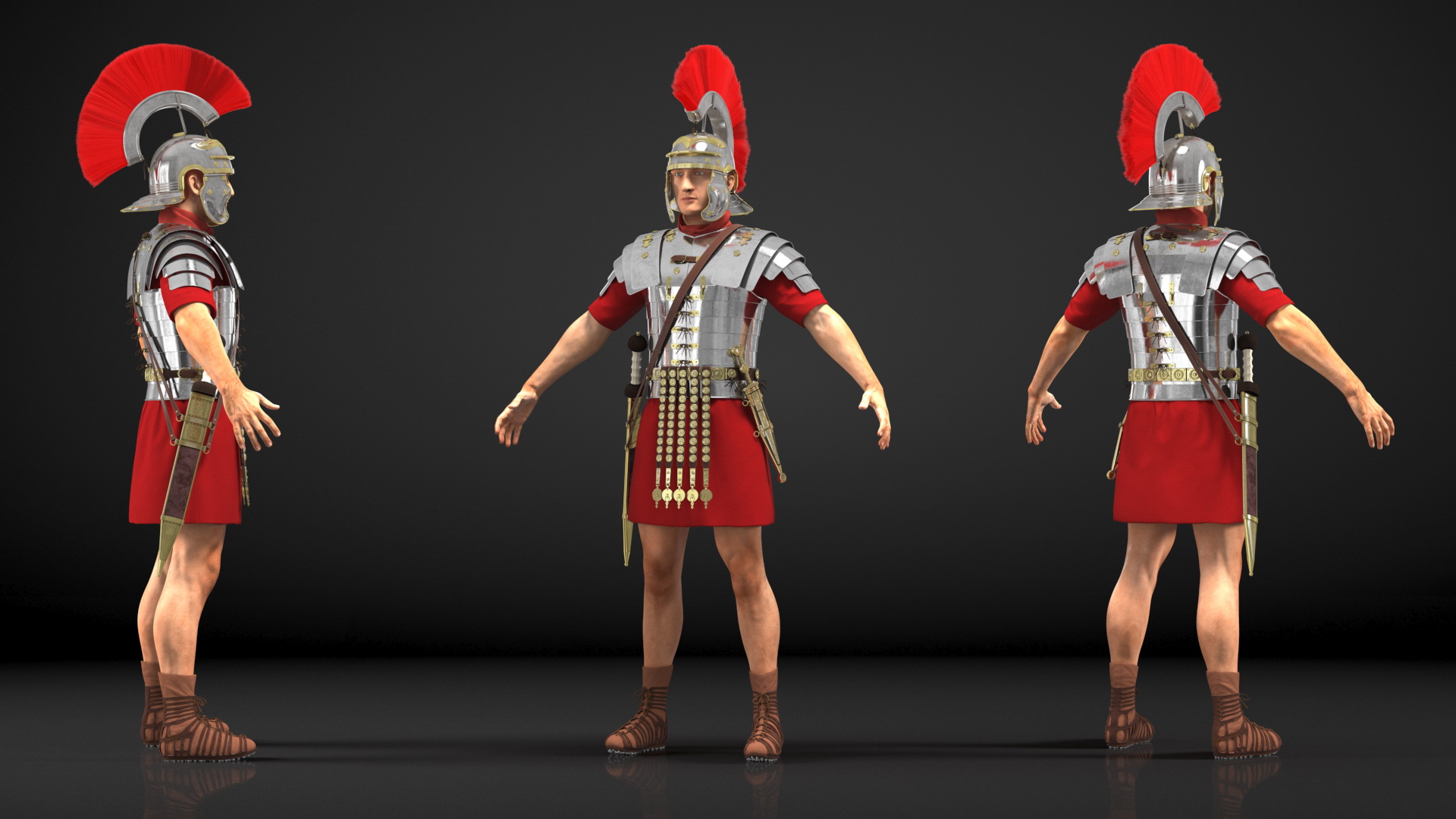 3D Roman Legionnaire Fur Rigged model