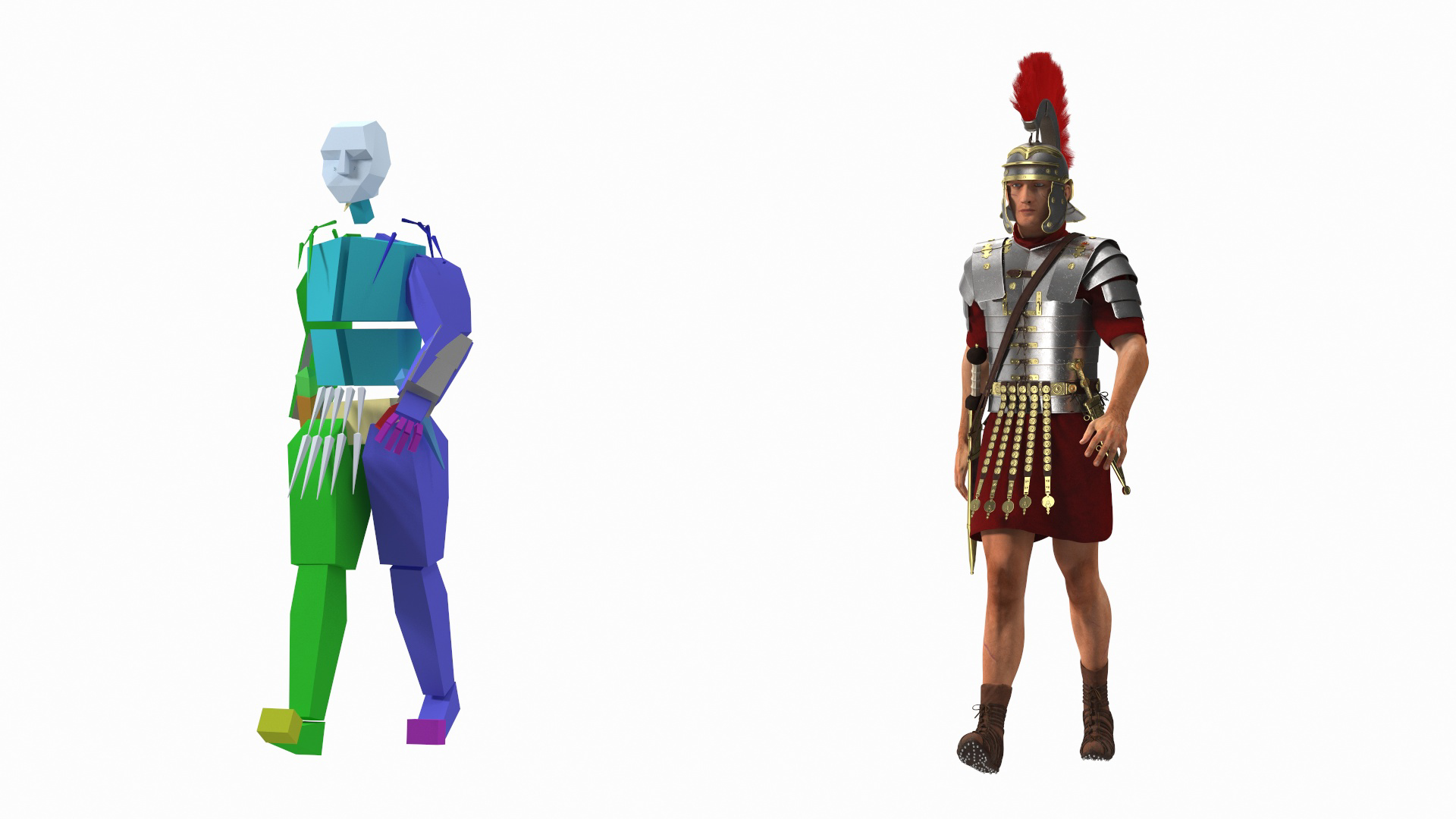 3D Roman Legionnaire Fur Rigged model