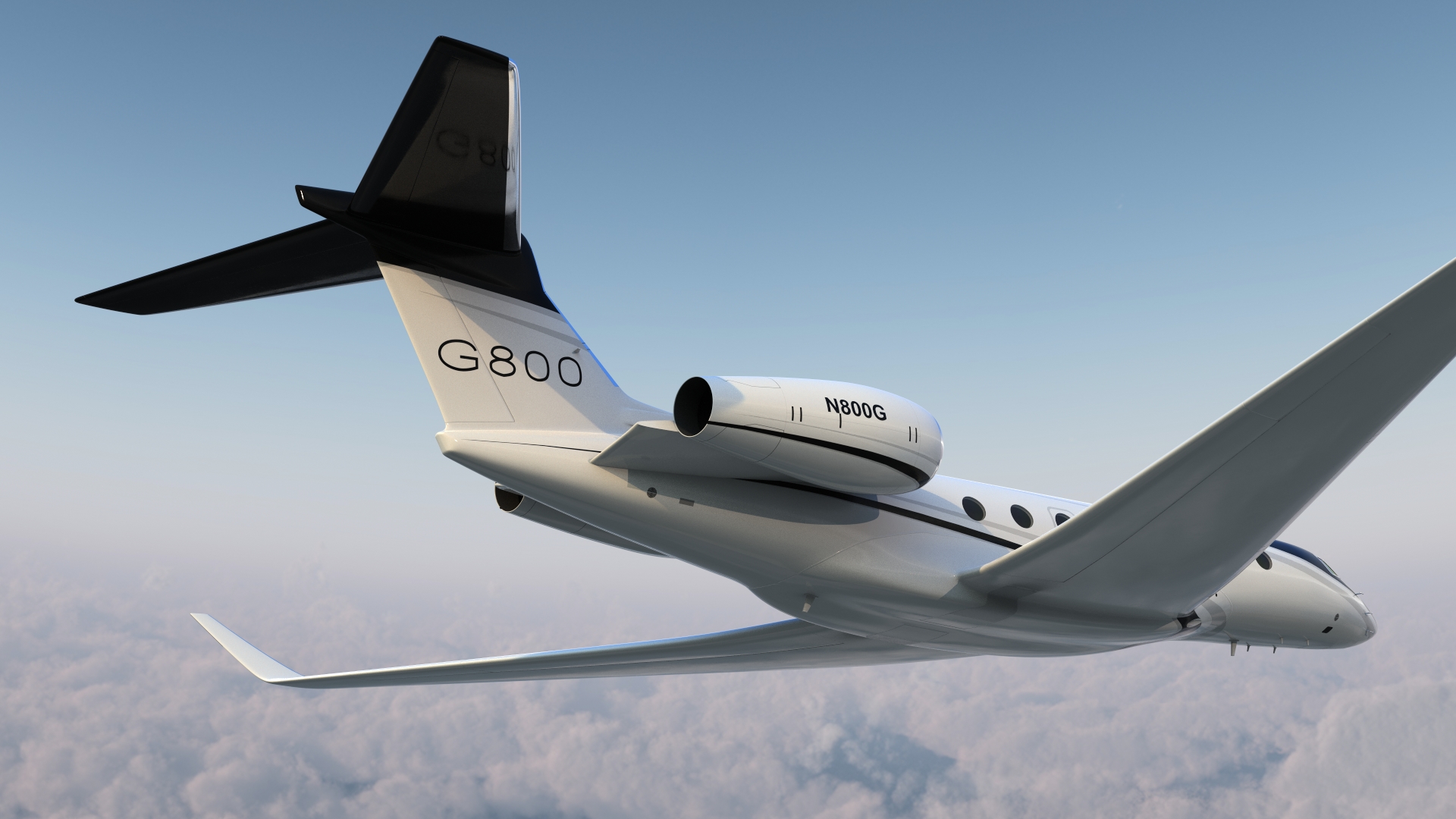 3D Large Business Jet Gulfstream G800 Flight