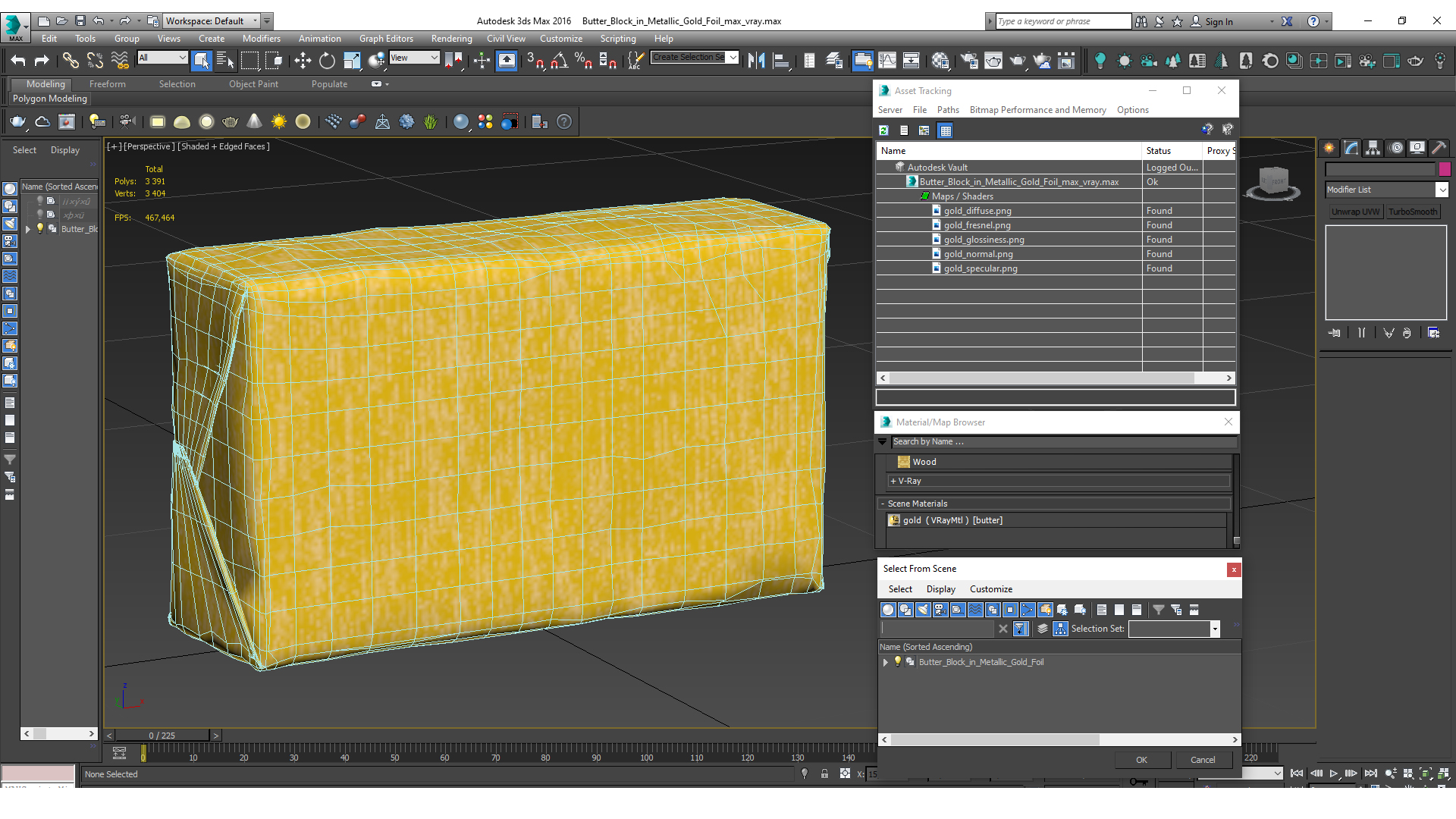 Butter Block in Metallic Gold Foil 3D model