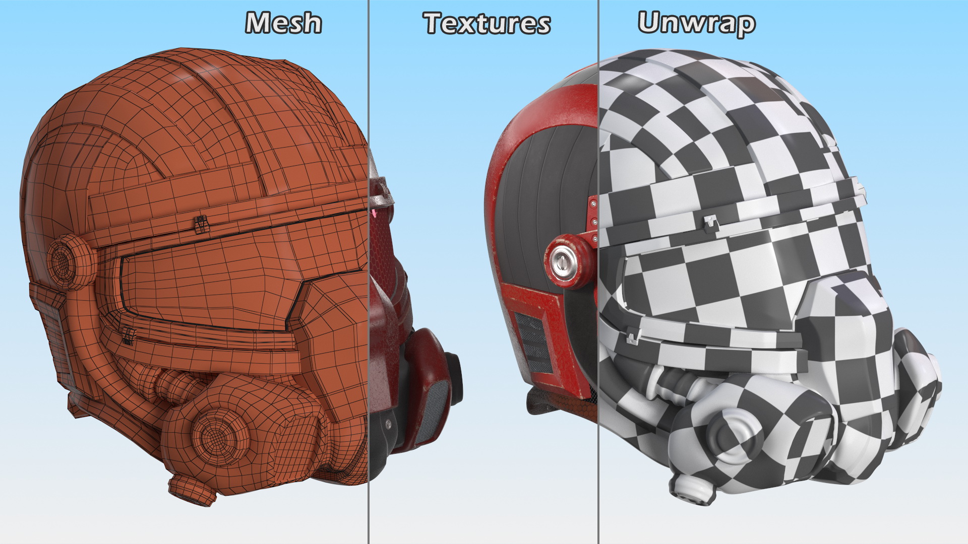 3D SciFi Helmet Red