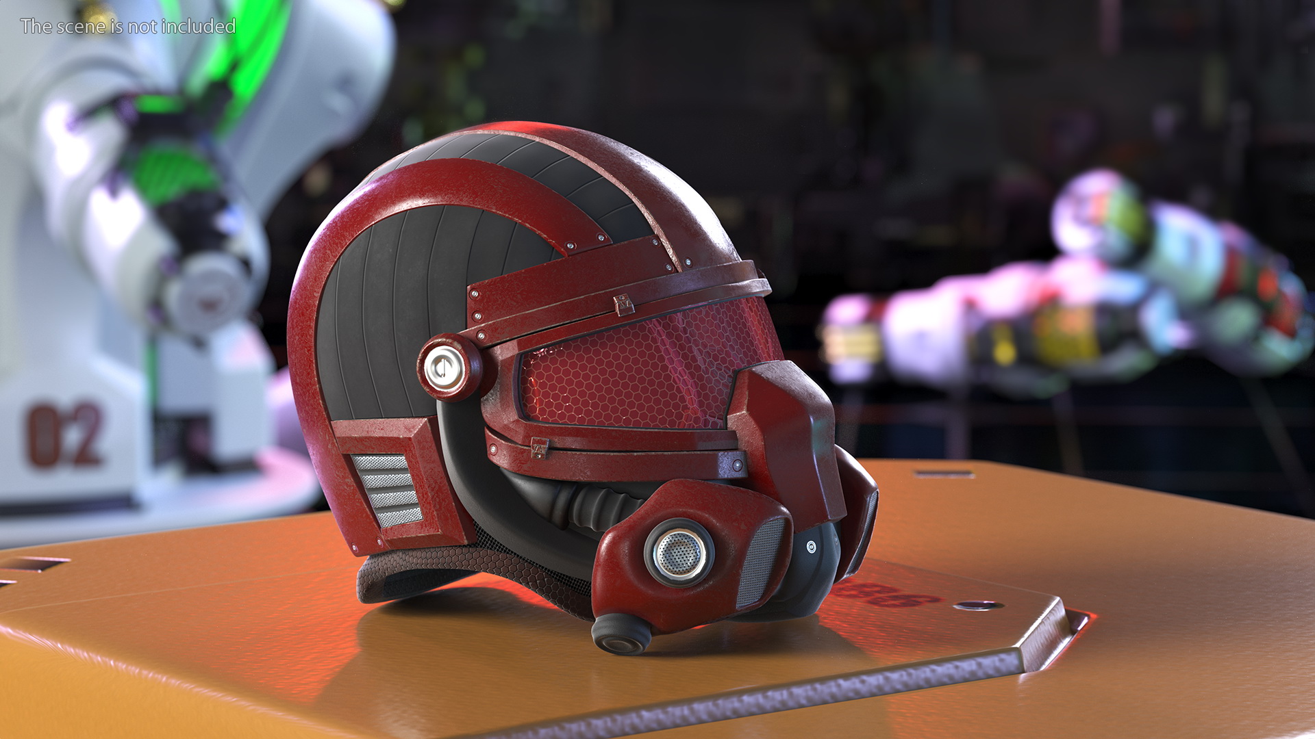 3D SciFi Helmet Red