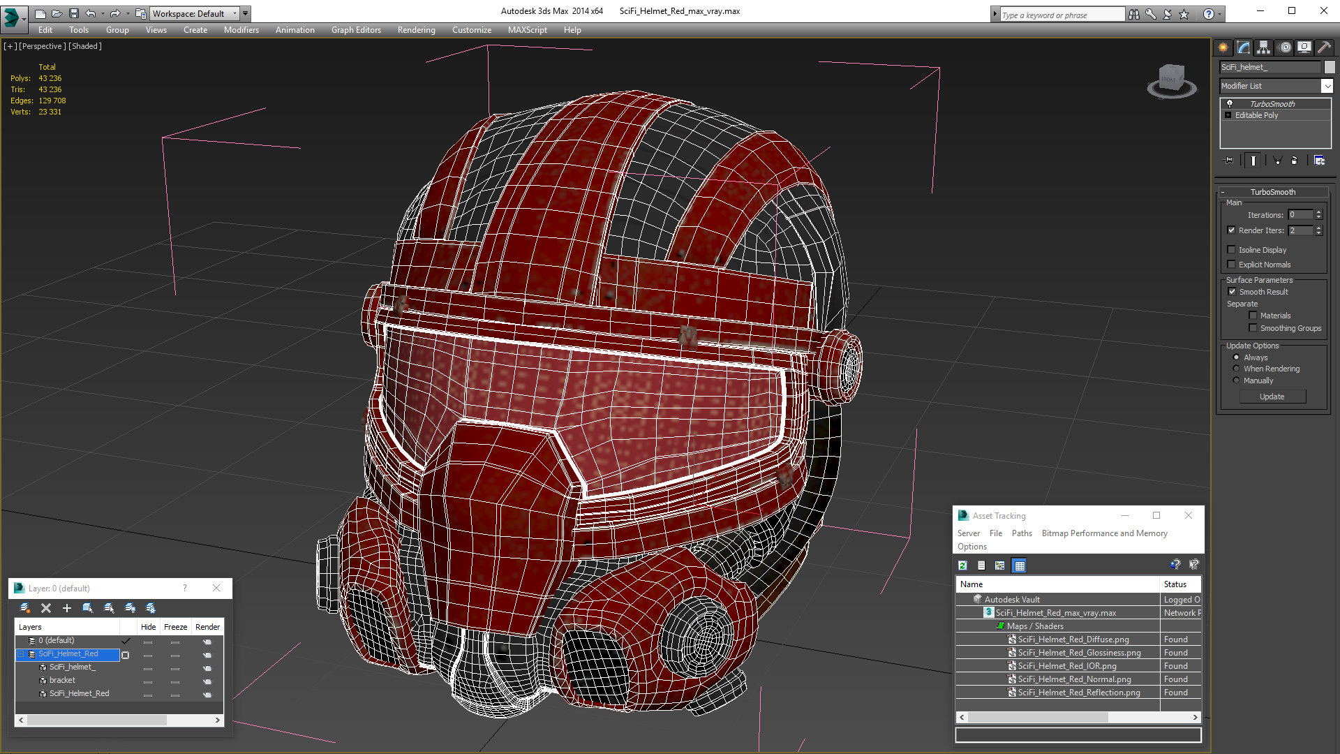 3D SciFi Helmet Red