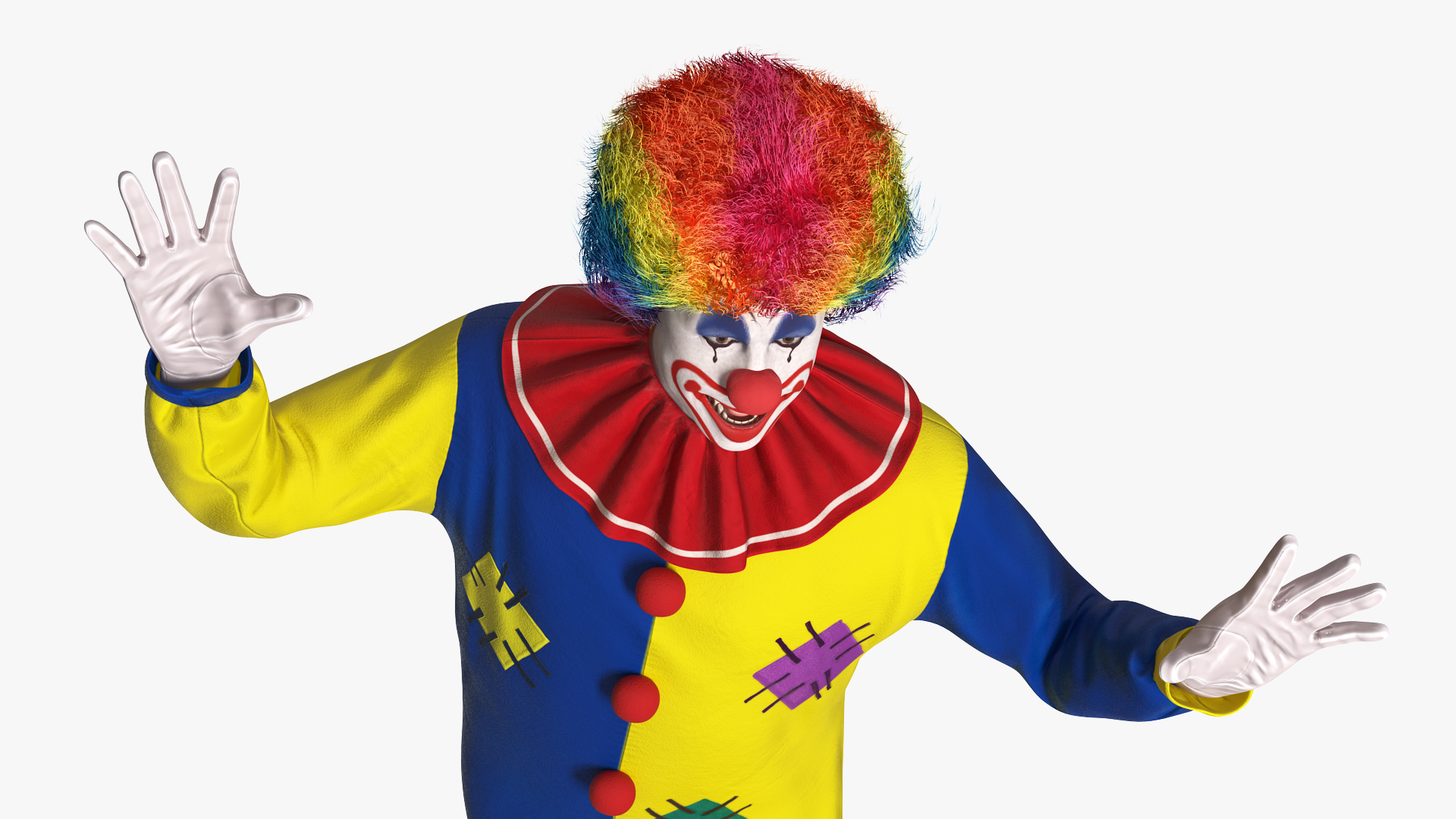 3D Adult Clown Suit Dancing Pose Fur model