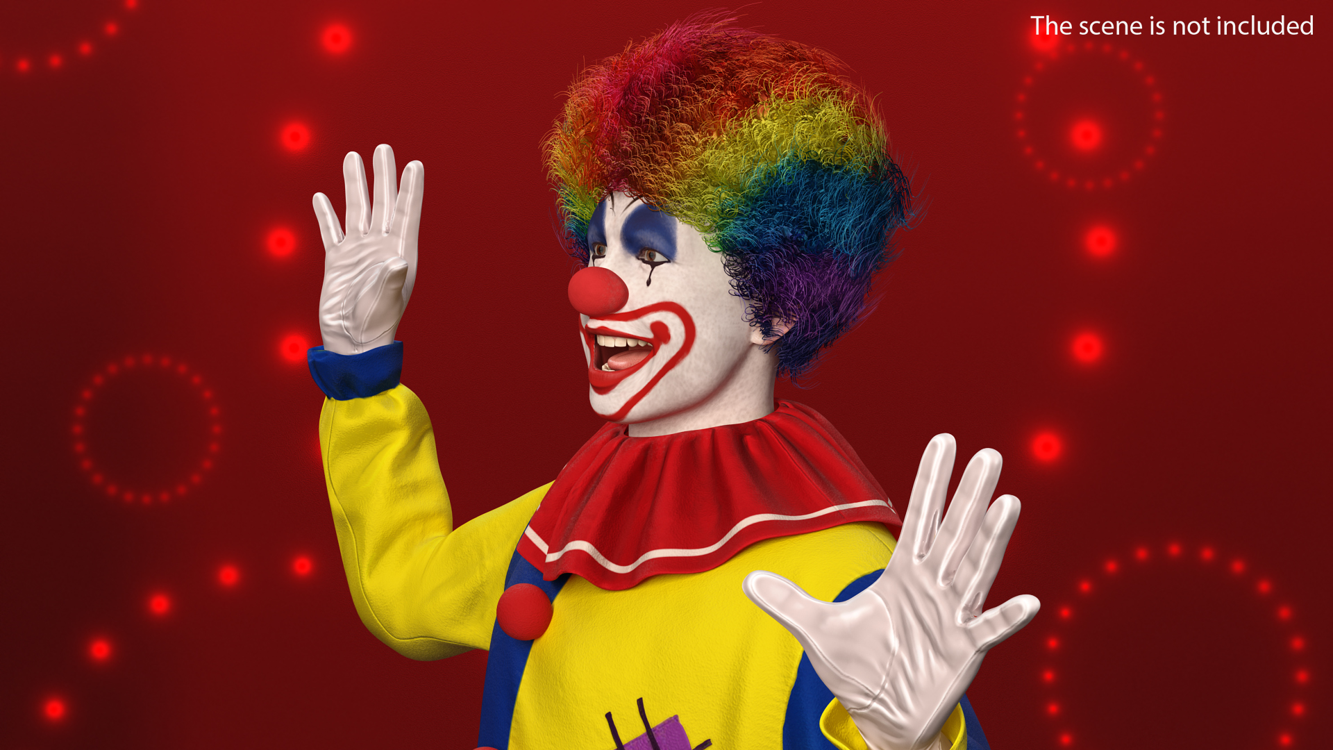 3D Adult Clown Suit Dancing Pose Fur model