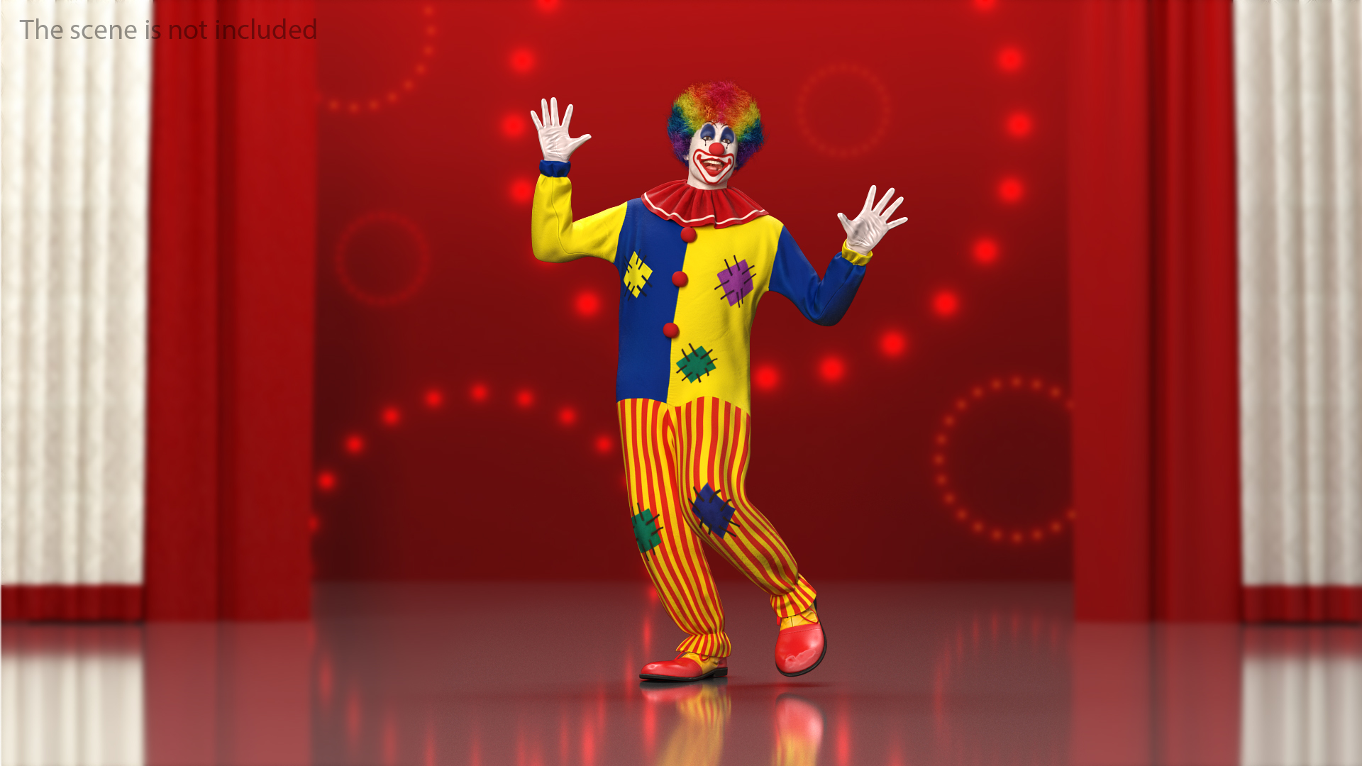 3D Adult Clown Suit Dancing Pose Fur model