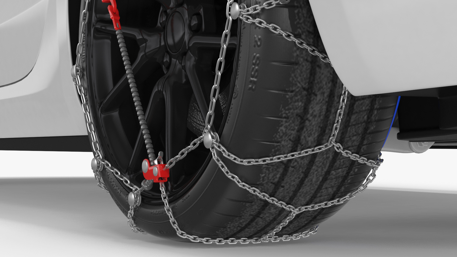 Snow Chains on Tesla Wheels 3D