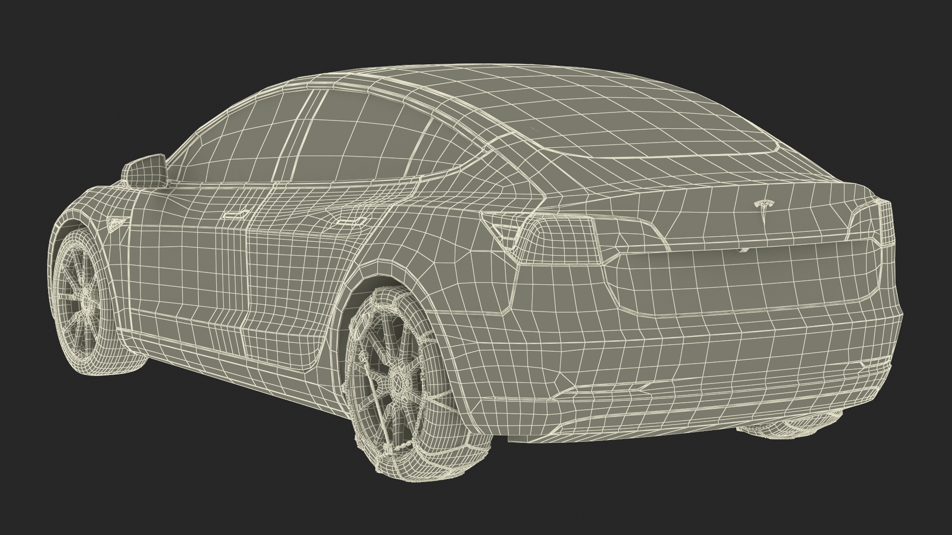 Snow Chains on Tesla Wheels 3D