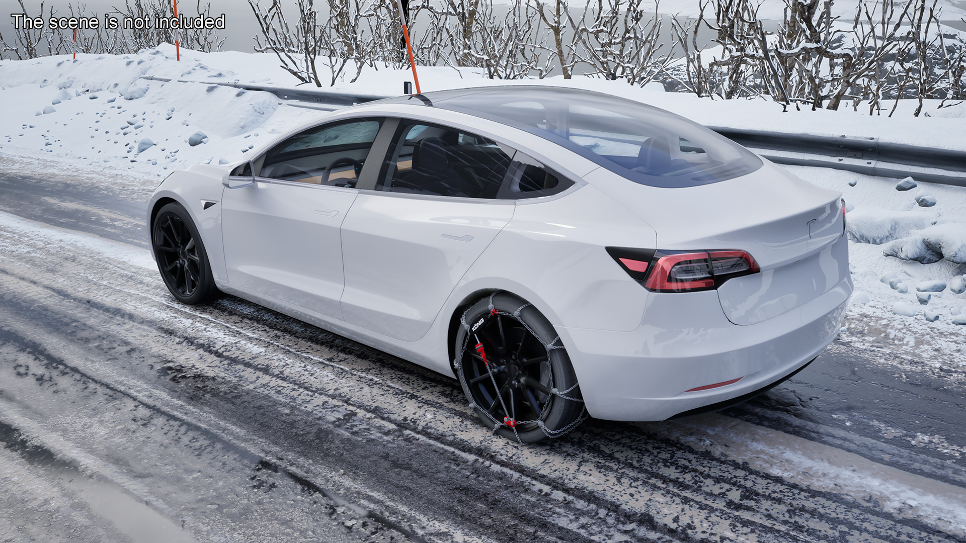 Snow Chains on Tesla Wheels 3D