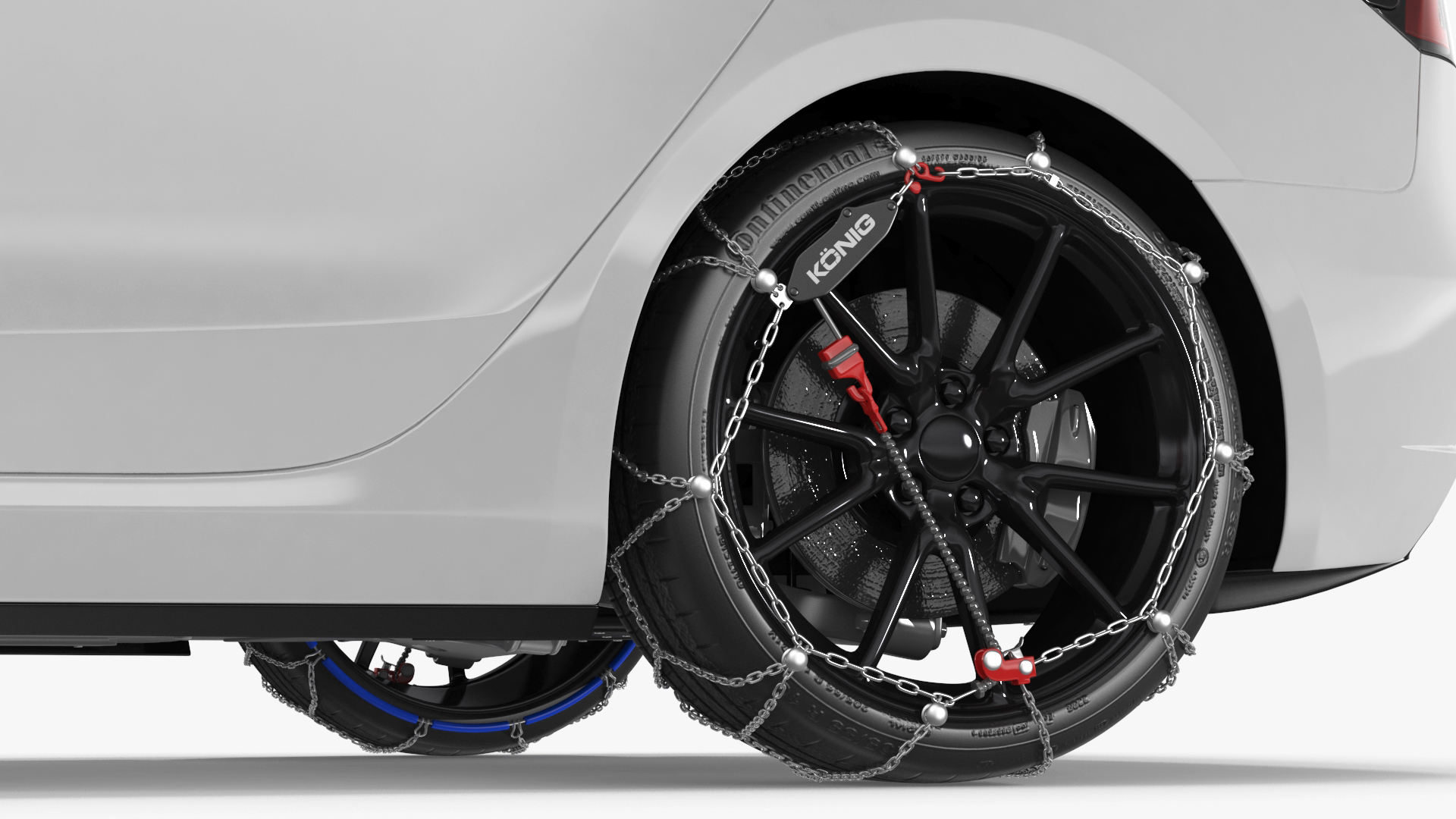 Snow Chains on Tesla Wheels 3D