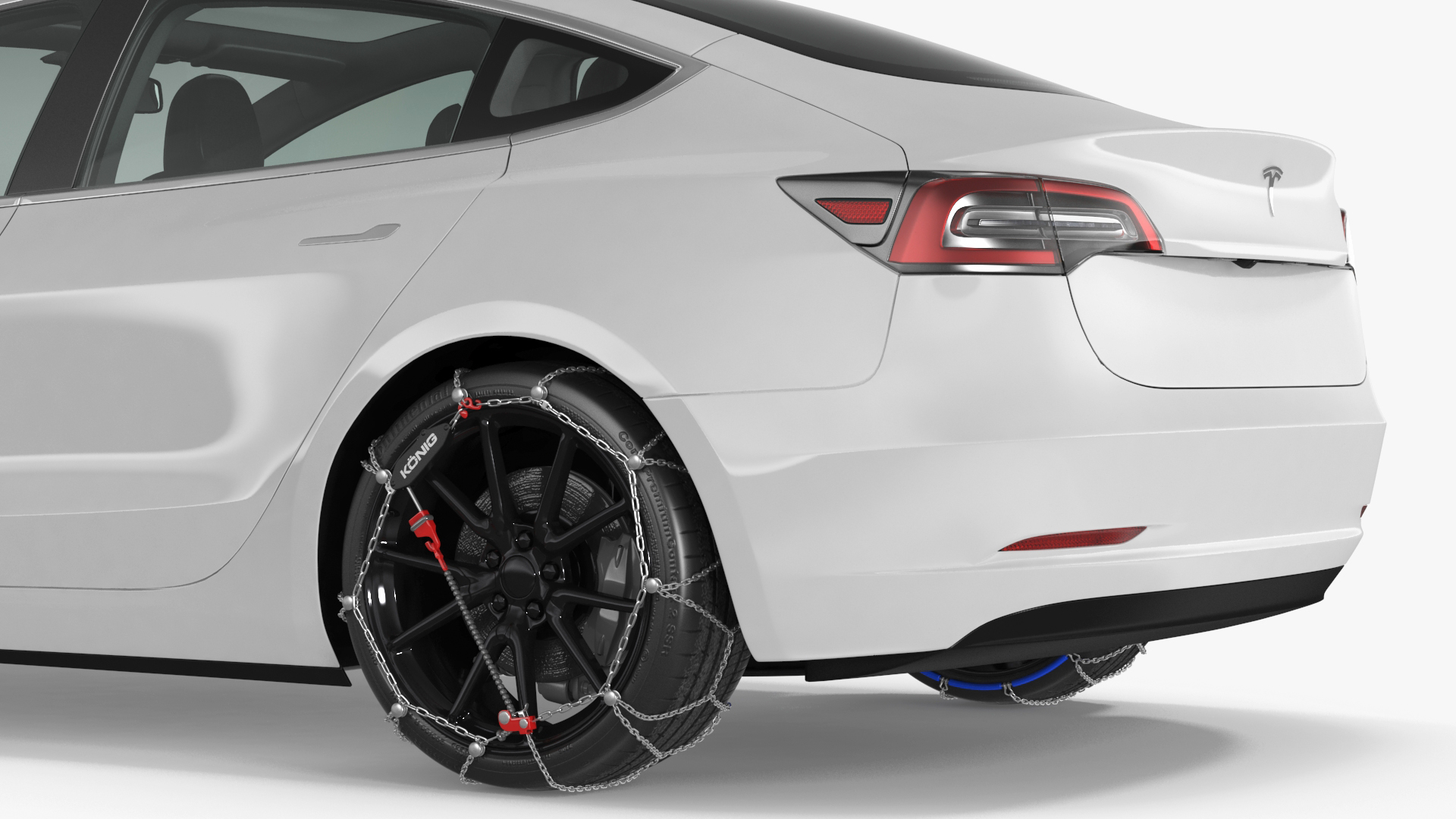 Snow Chains on Tesla Wheels 3D