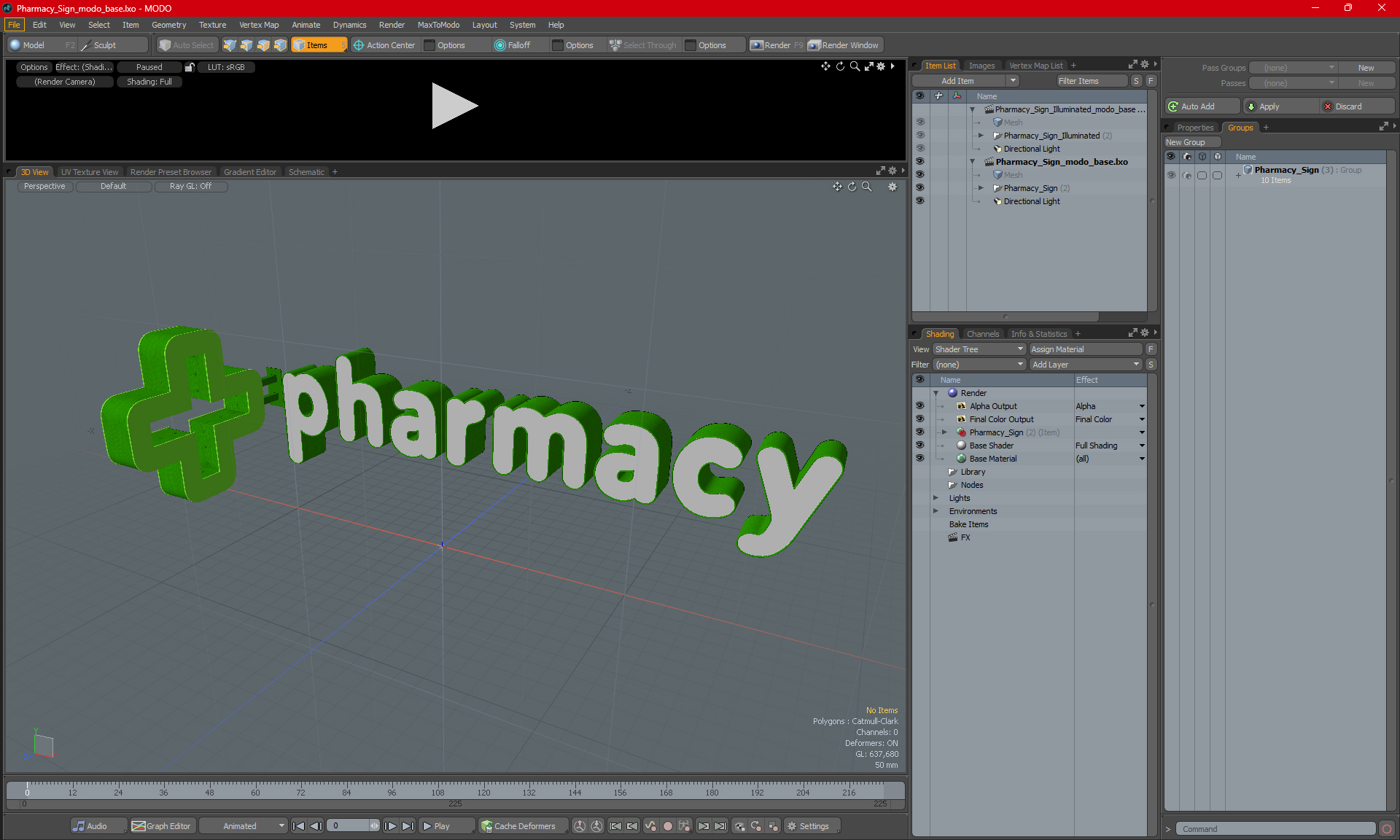 3D Pharmacy Sign model