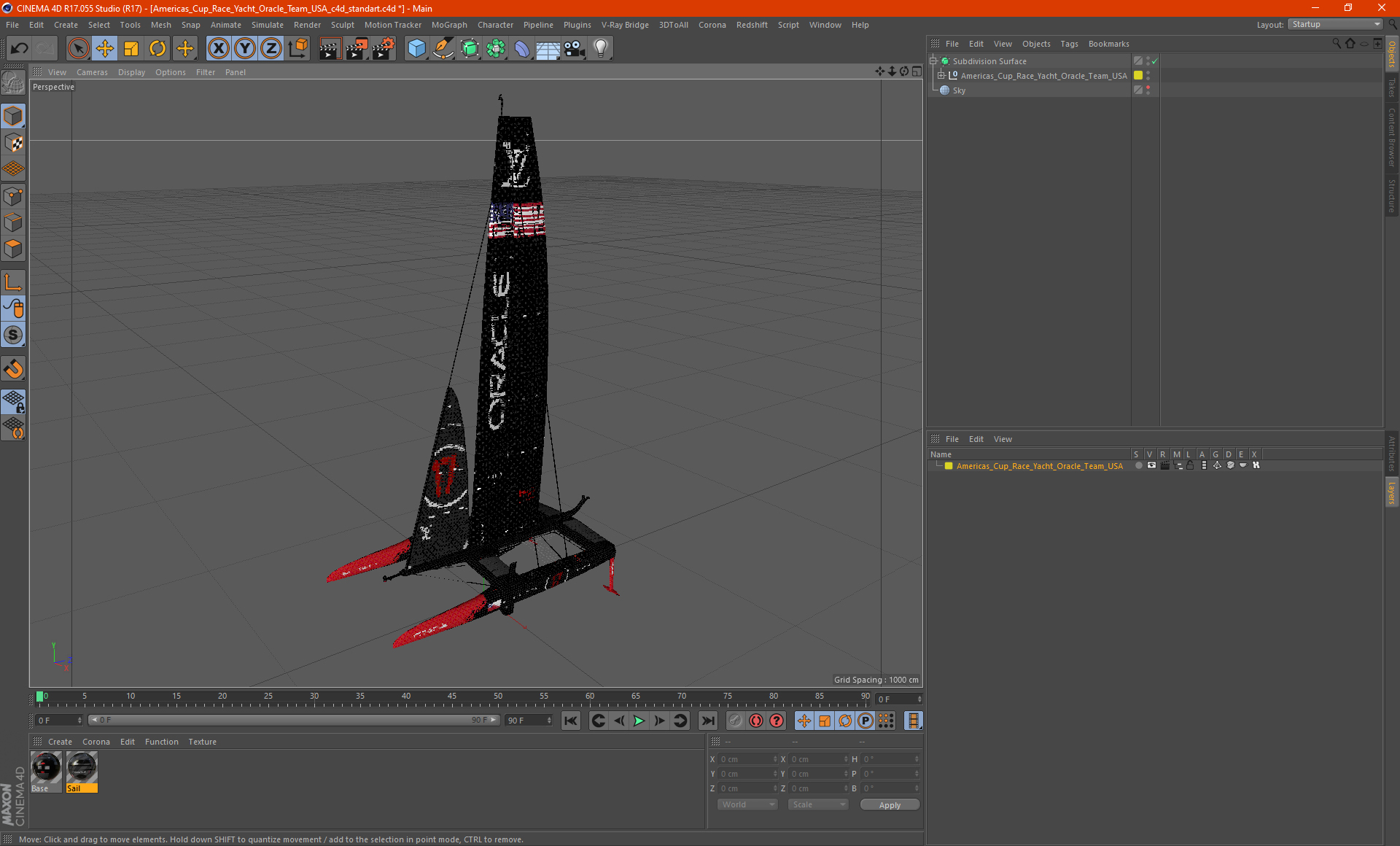 Americas Cup Race Yacht Oracle Team USA 3D model