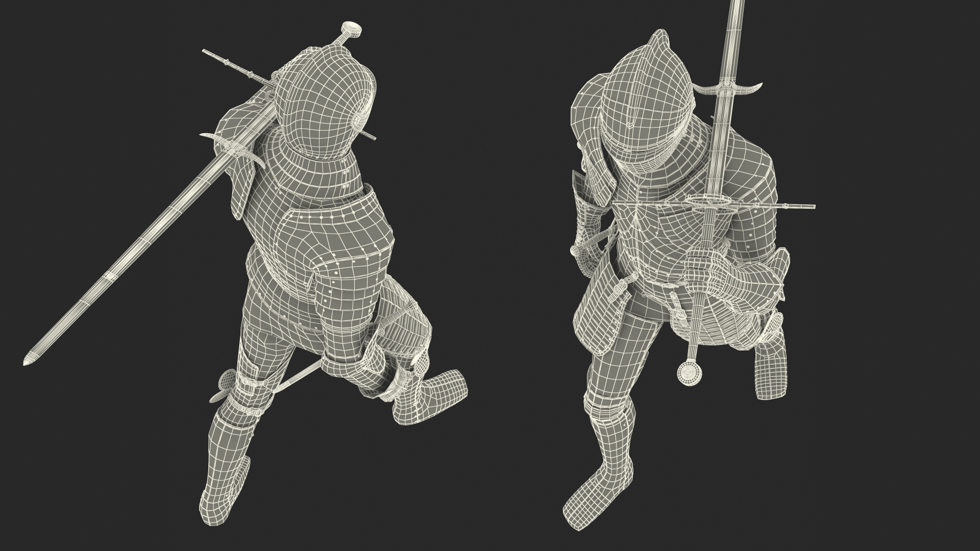 3D model Medieval Knight Plate Armor Walking Pose