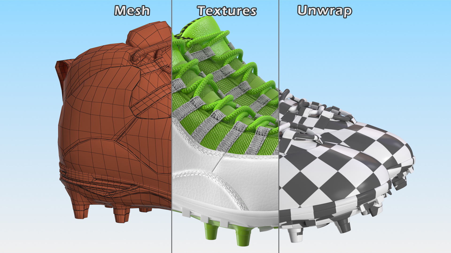 3D Baseball Cleats Green