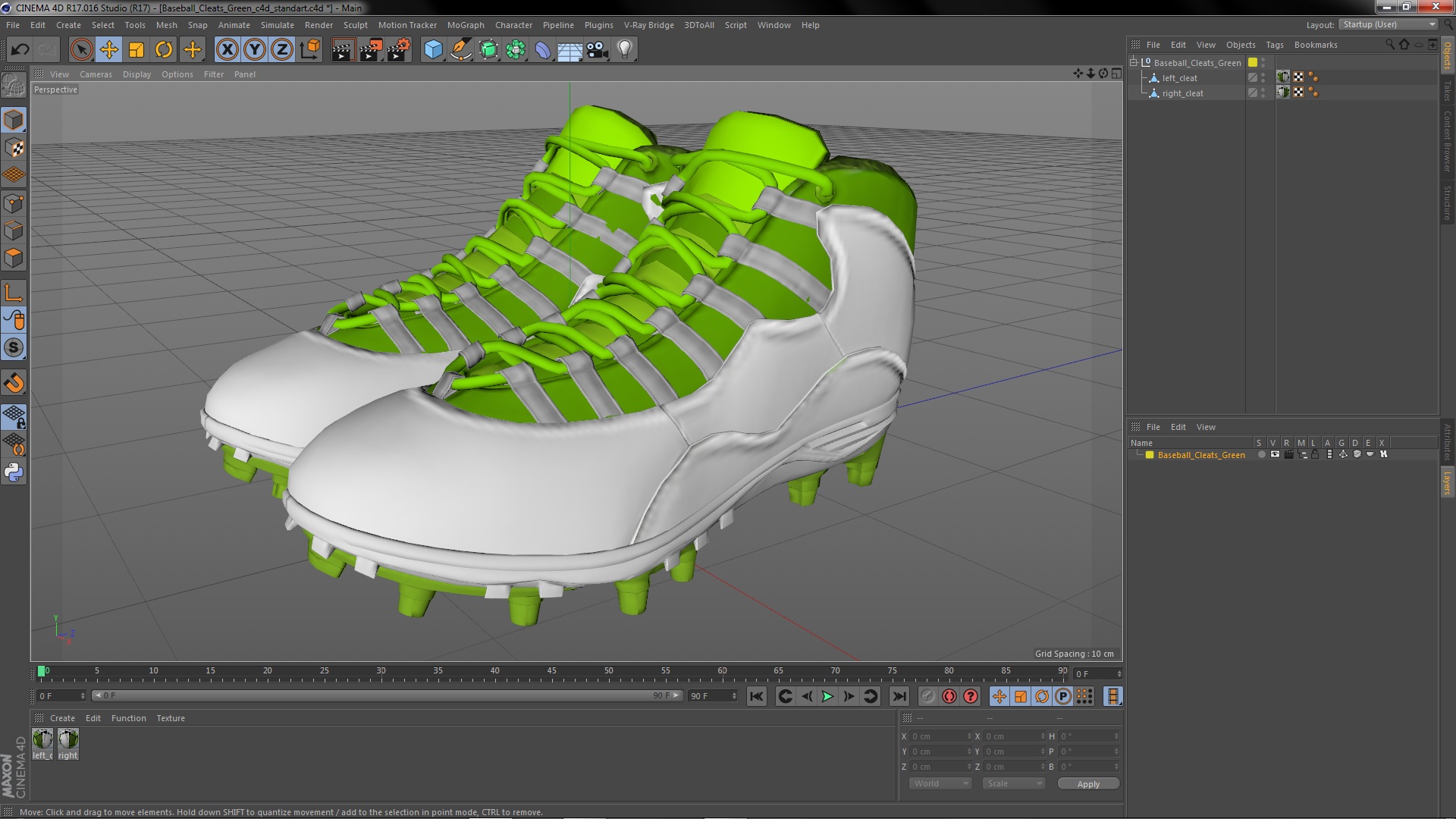 3D Baseball Cleats Green