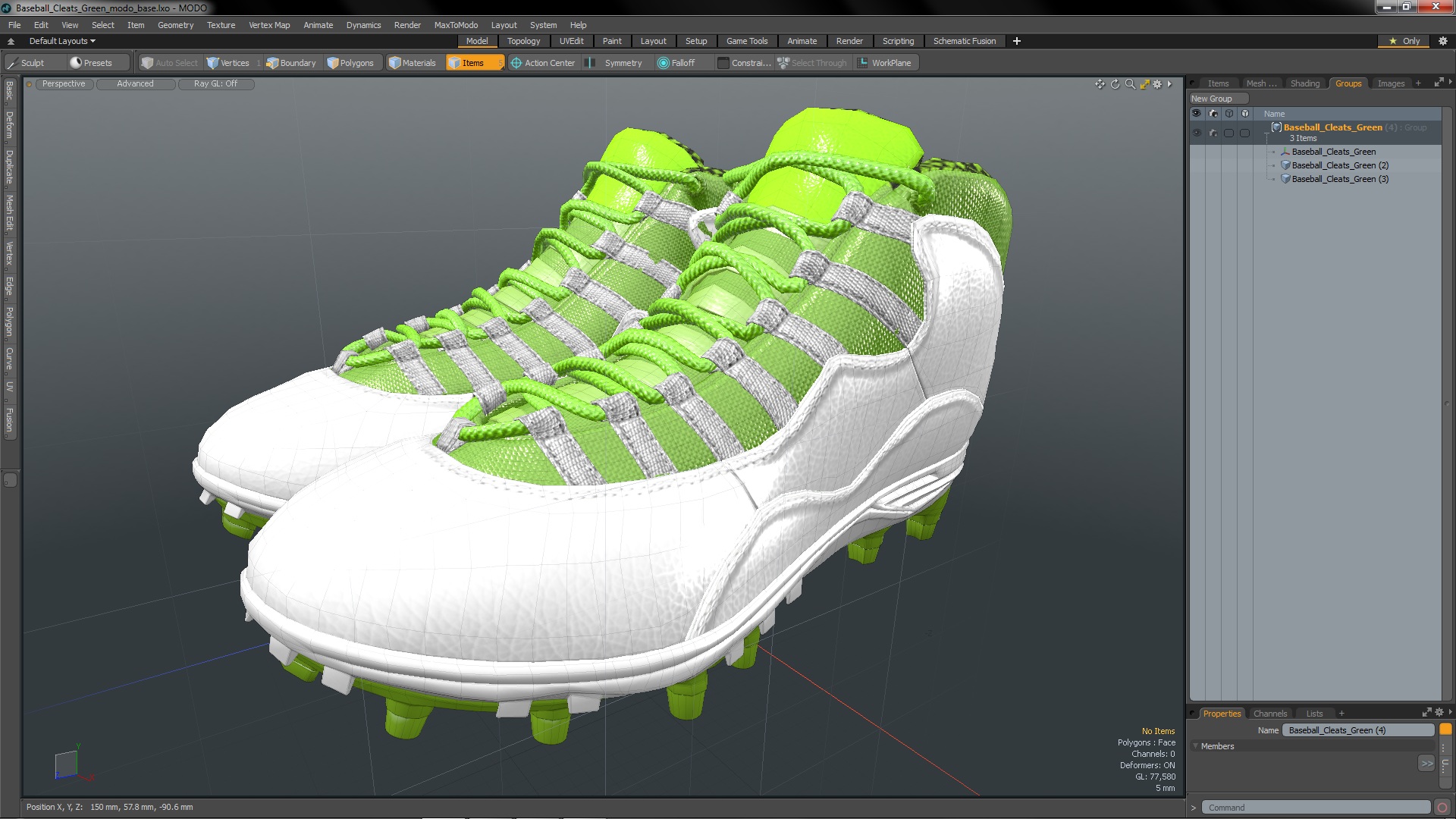 3D Baseball Cleats Green