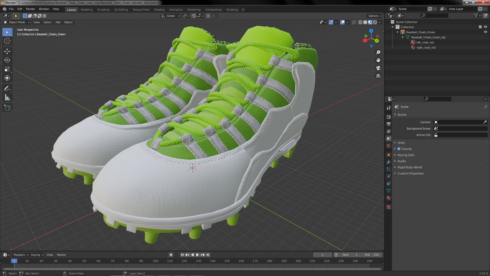 3D Baseball Cleats Green