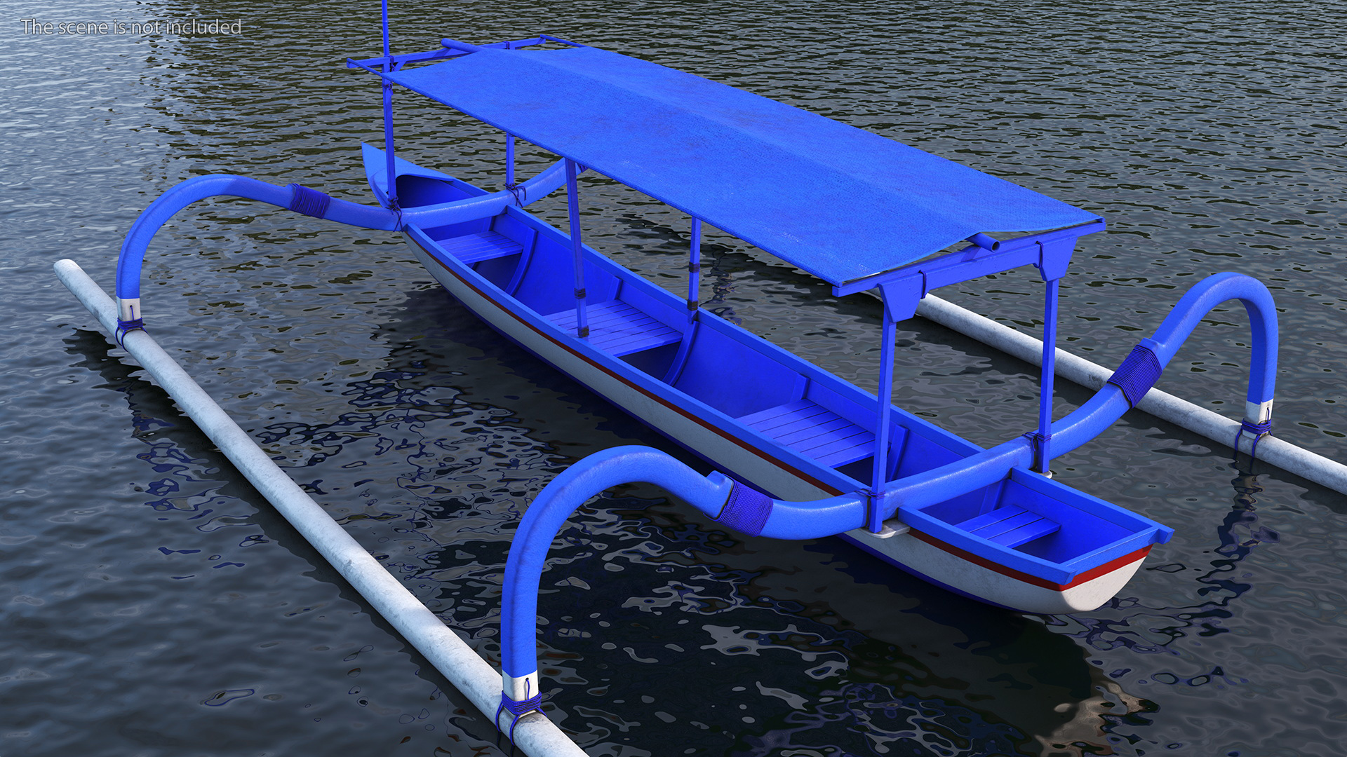 3D Traditional Jukung Boat Blue model